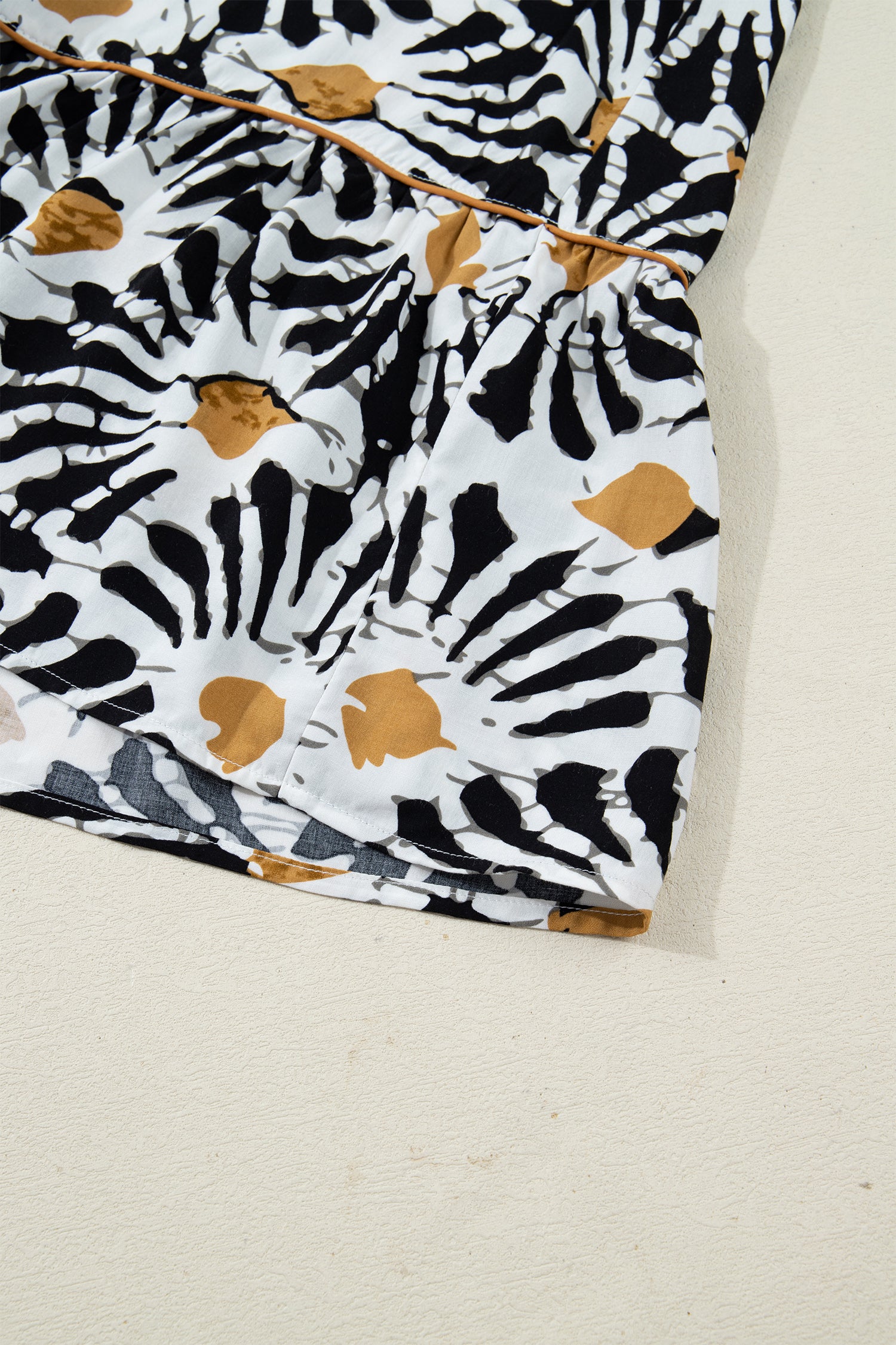 Abstract Floral Print Split V-Neck Long Dress with Sleeves