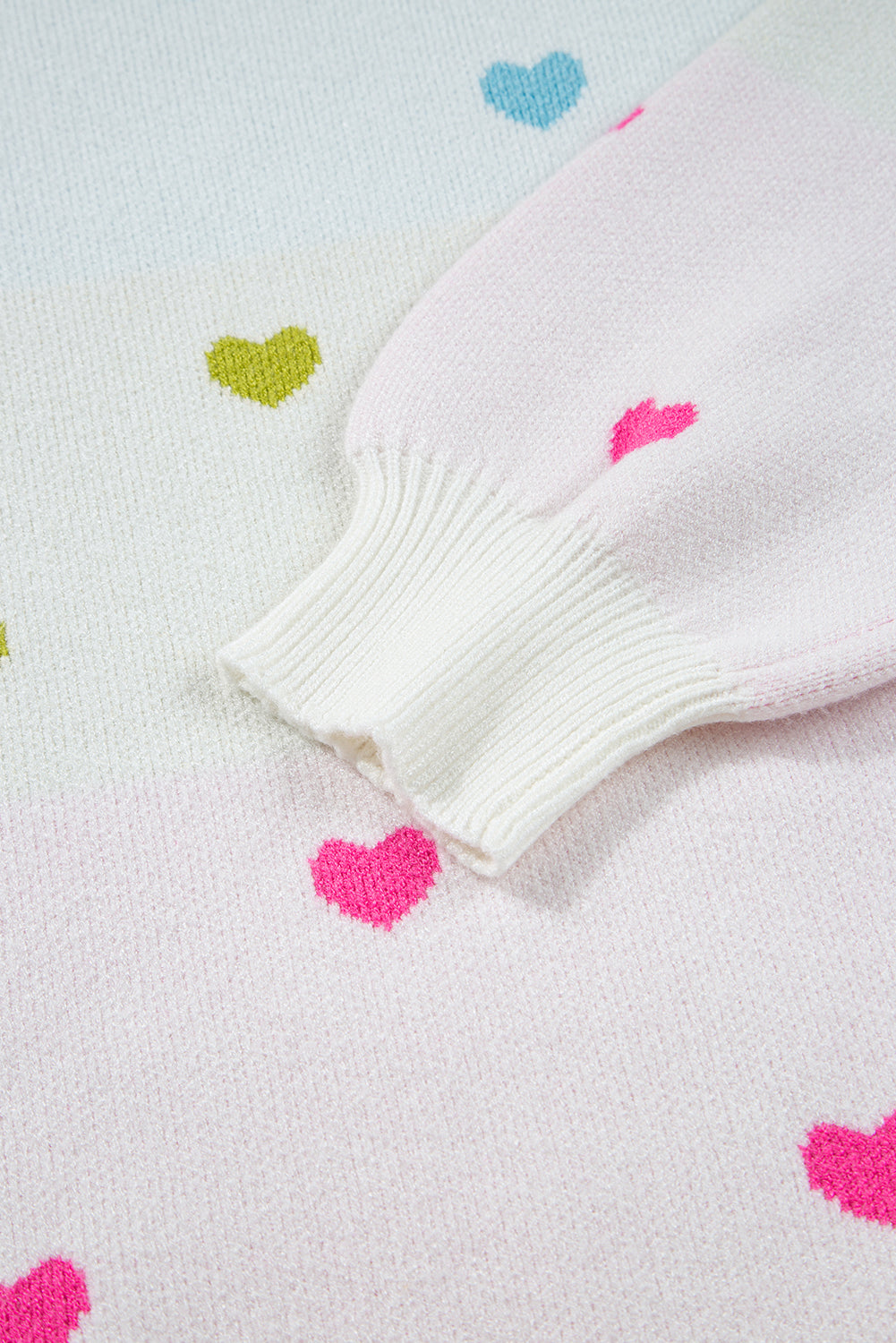 Heart Pattern Knit High Neck Baggy Sweater eAura