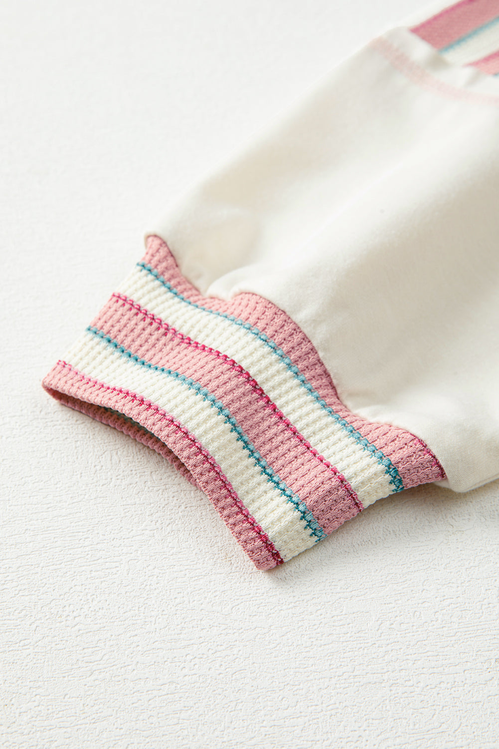 Stripe Stitched Detail Patchwork Oversized Pullover Top - eAura