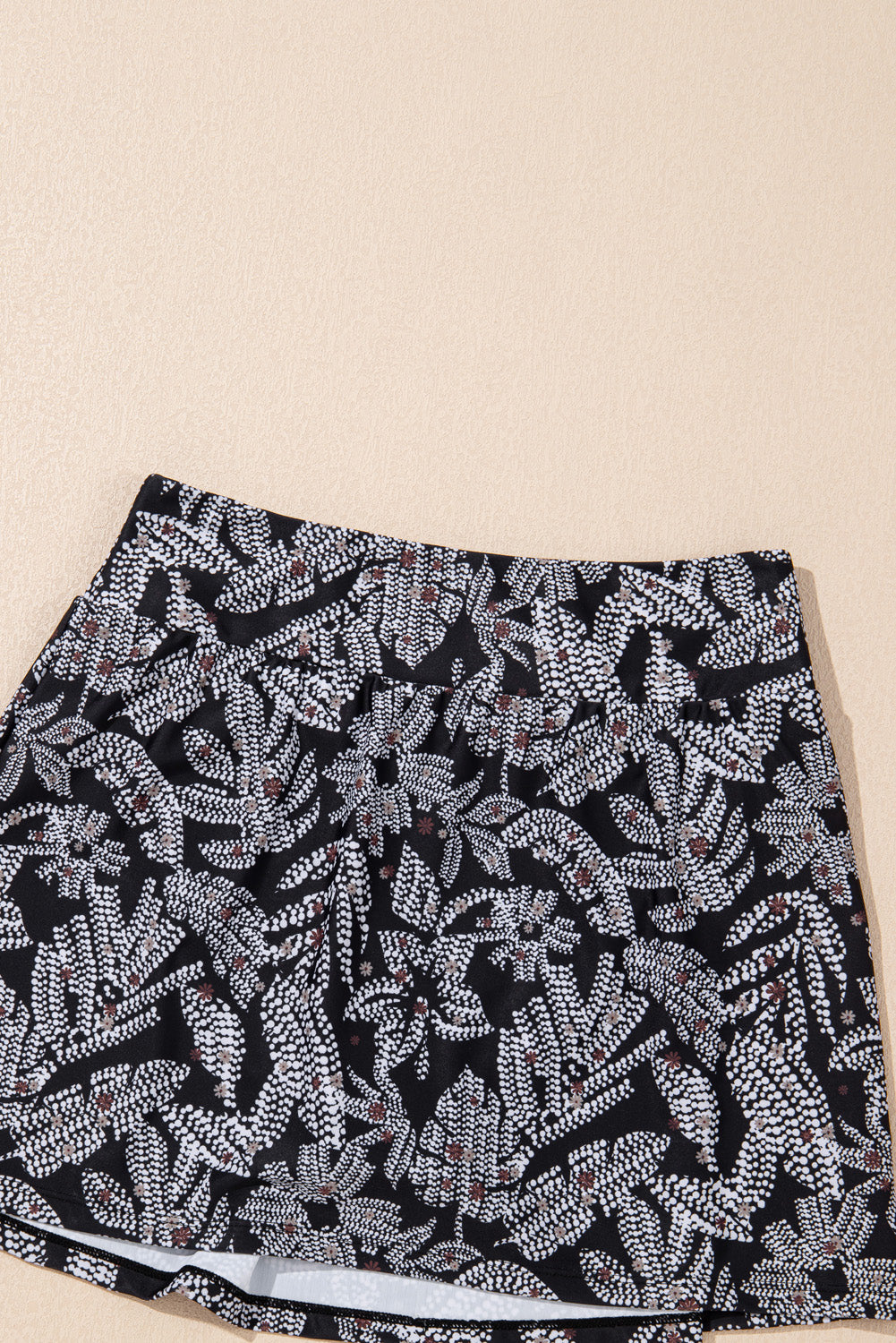 Black Abstract Printed Buckle Crossed Straps Skirted Tankini 2pcs Swimsuit eAura
