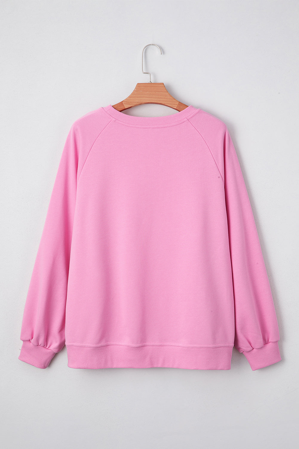 Pink Lace Patched Raglan Sleeve Loose Fit Sweatshirt