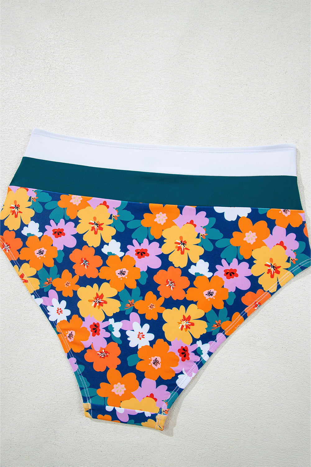 Green Floral Print Racerback Cutout High Waist 2pcs Bikini eAura