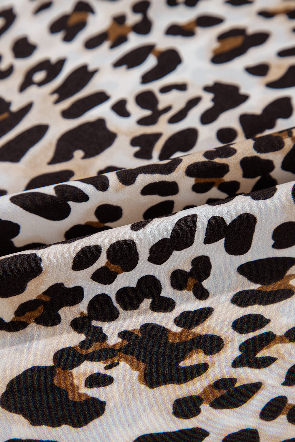 Multicolour Leopard Tie Front Puff Sleeve Short Flared Dress eAura