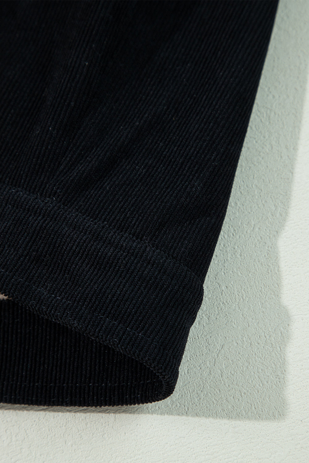 Black Fleece Lined Button-up Collared Corduroy Crop Jacket eAura