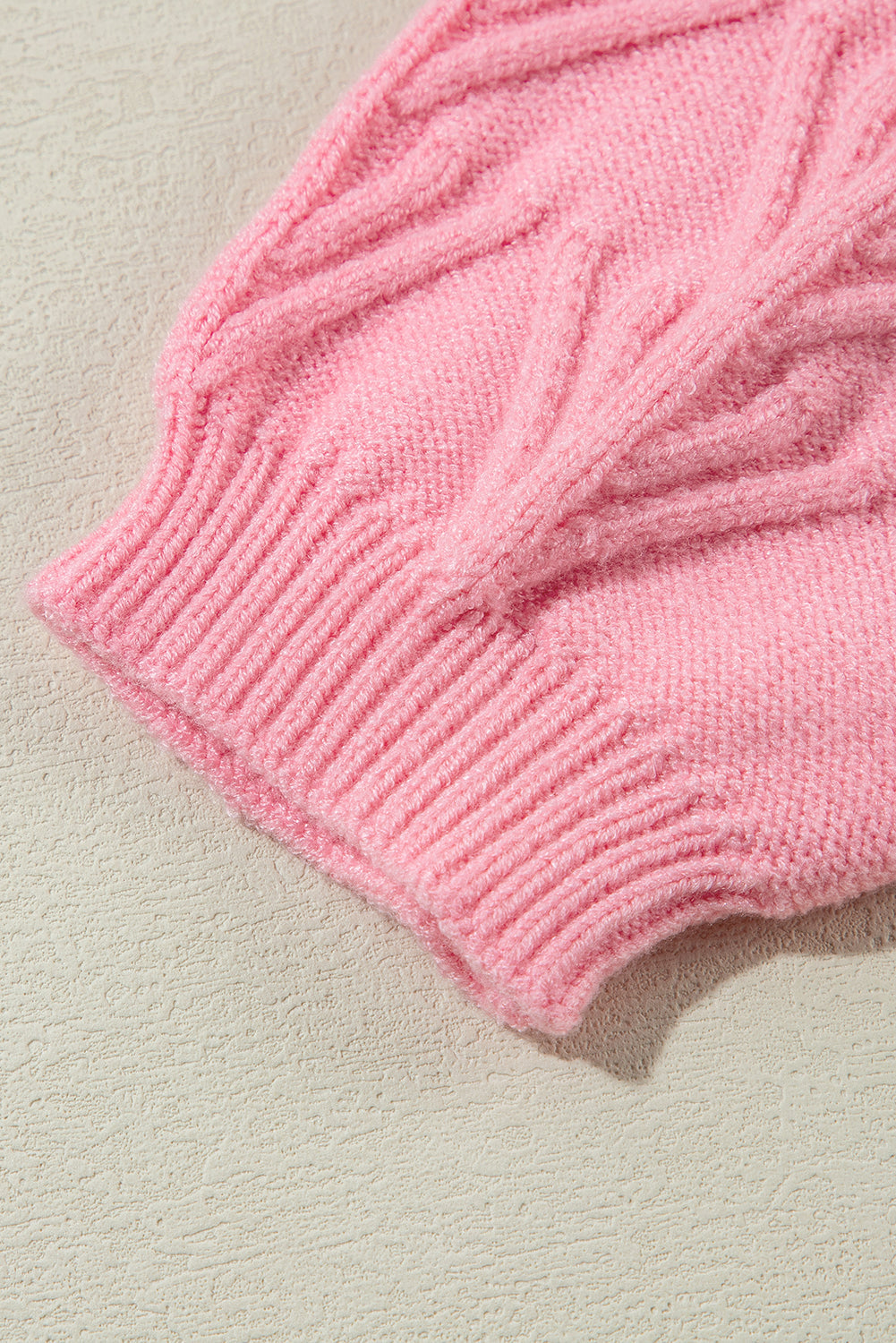 Peach Blossom Flower Detail Knitted Notched Neck Sweater eAura