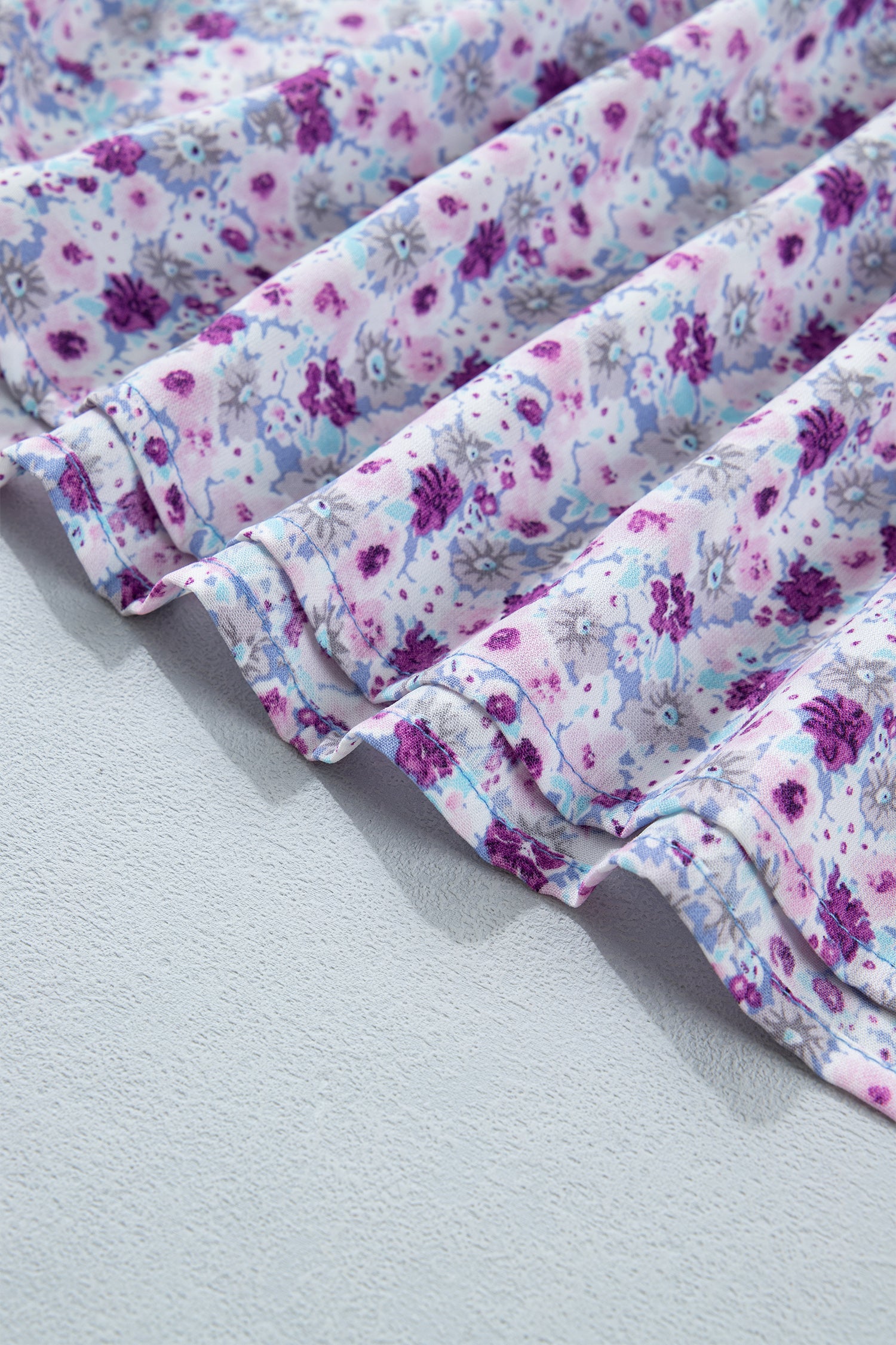 Plus Size Floral Print Square Neck Smocked Maxi Dress – Purple