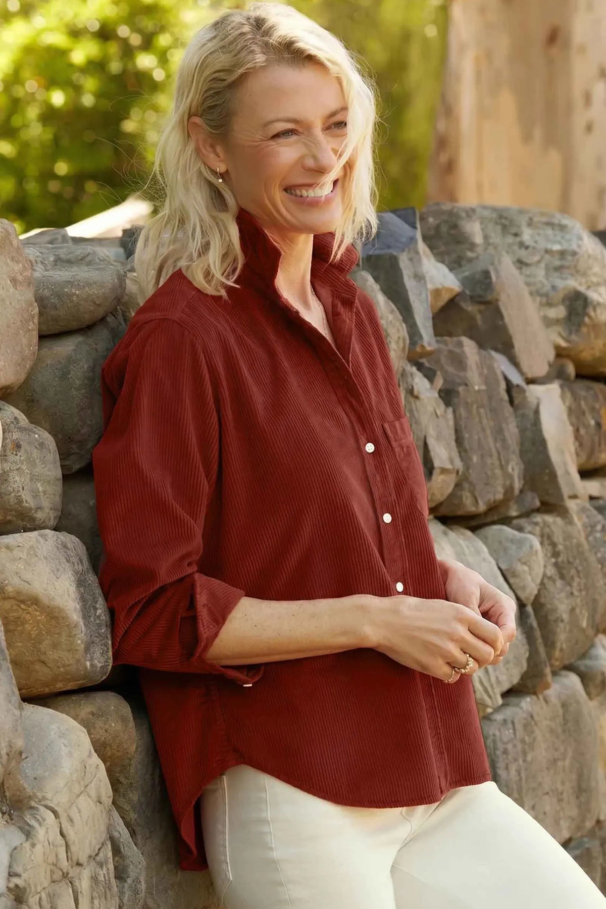 Long Sleeve Ribbed Shirt — Adjustable Cuff