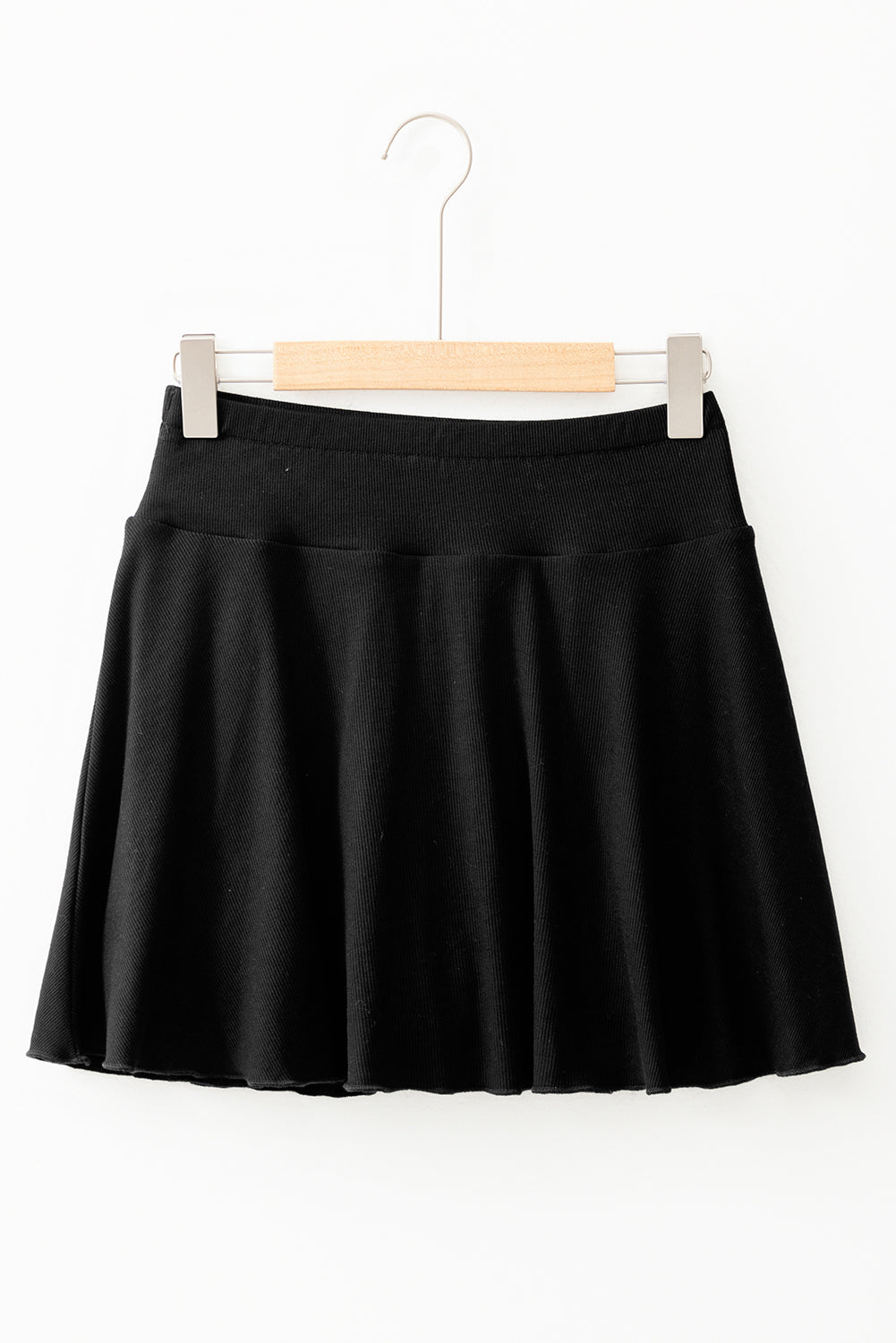 Black A-line Draped High Waist Phone Pocket Lined Skort eAura