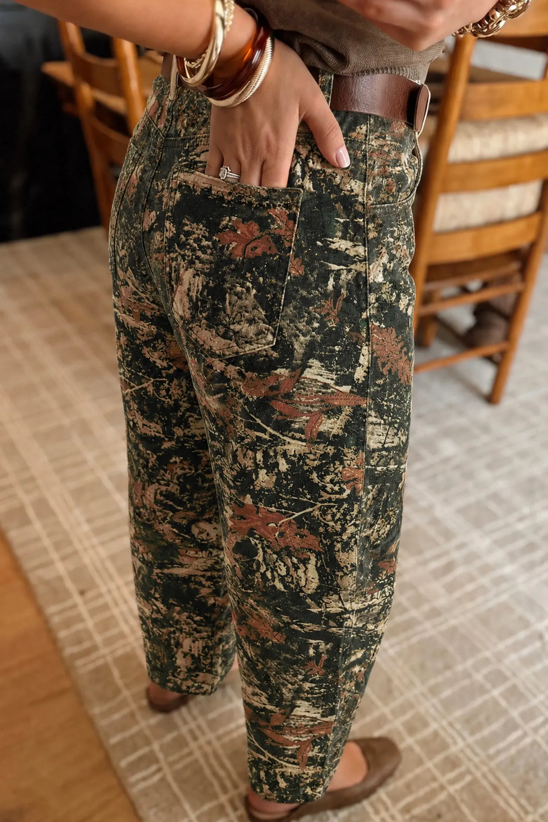 Western Woodland Camouflage Straight Leg Shift Jeans