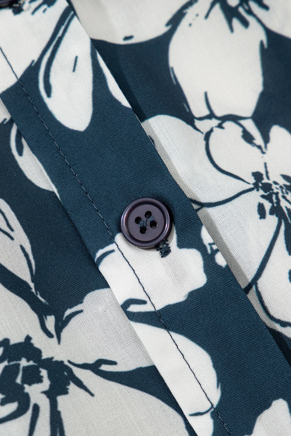 Blue Floral Short Puff Sleeve Summer Shirt eAura