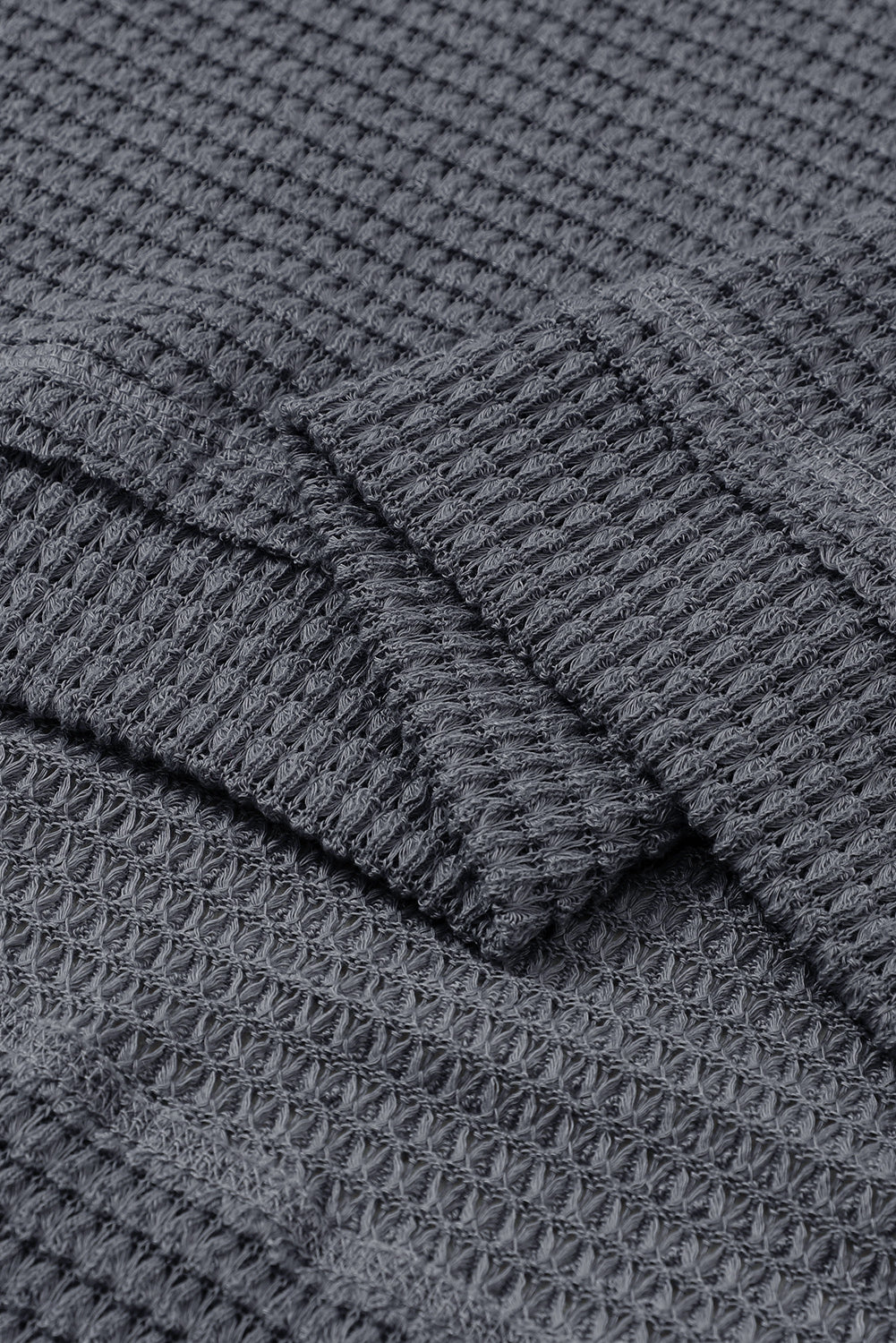 Khaki Waffle Knit High Slits Oversized Top - eAura