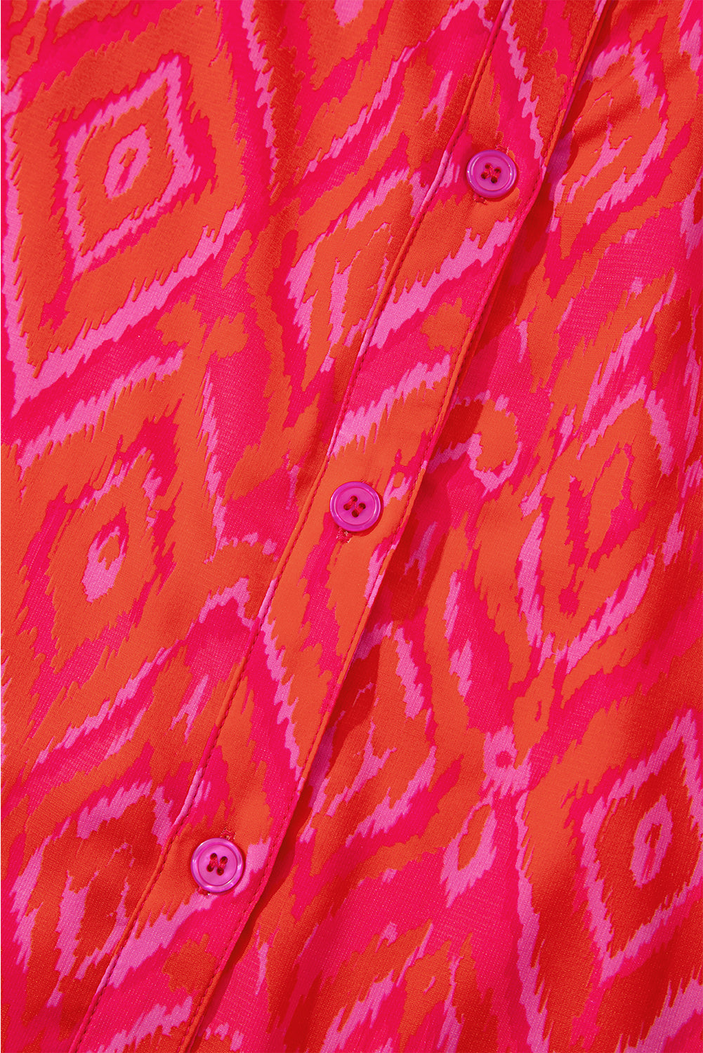 Pink Western Aztec Geometric Ruffled 3/4 Sleeve Shirt eAura