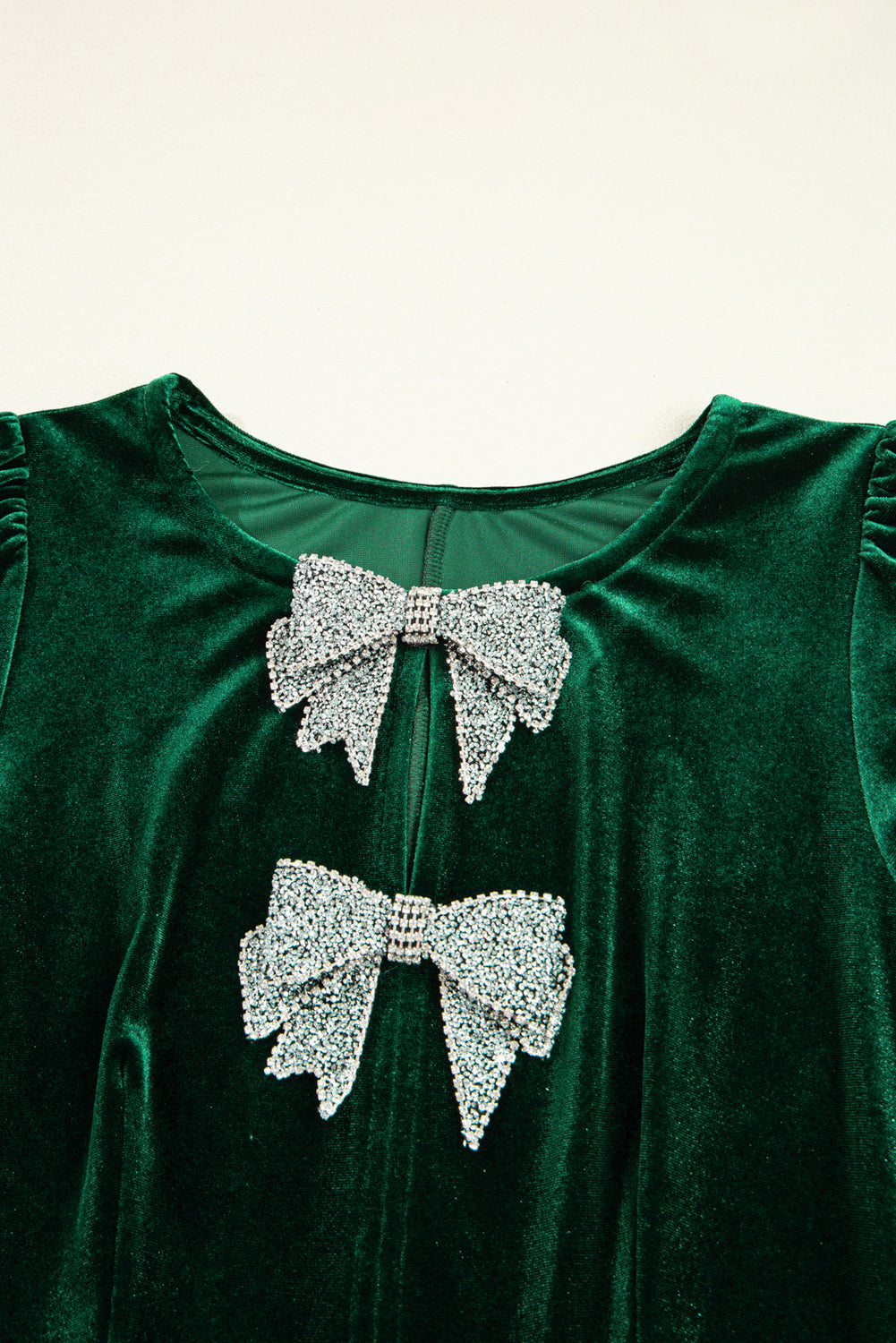 Bowknot Decor High Waist Velvet Mini Dress - eAura