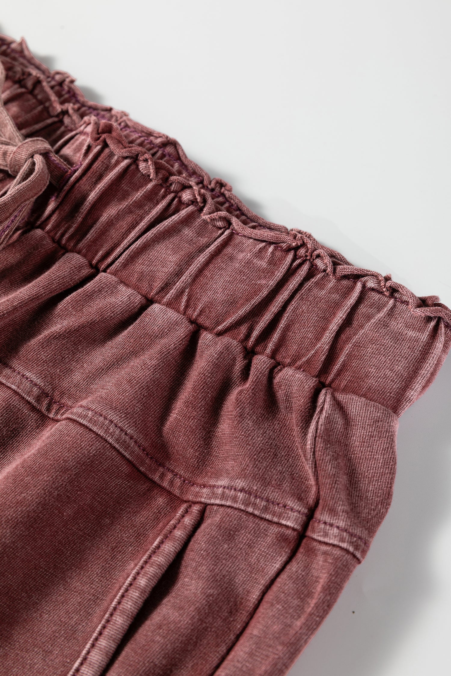 Mineral Wash High Waist Raw Hem Patched Trousers - eAura