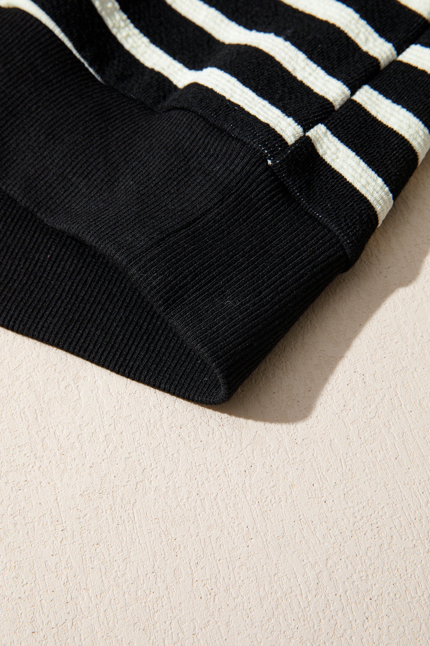 Black Stripe Contrast MERRY Letter Christmas Print Drop Shoulder Sweatshirt - eAura