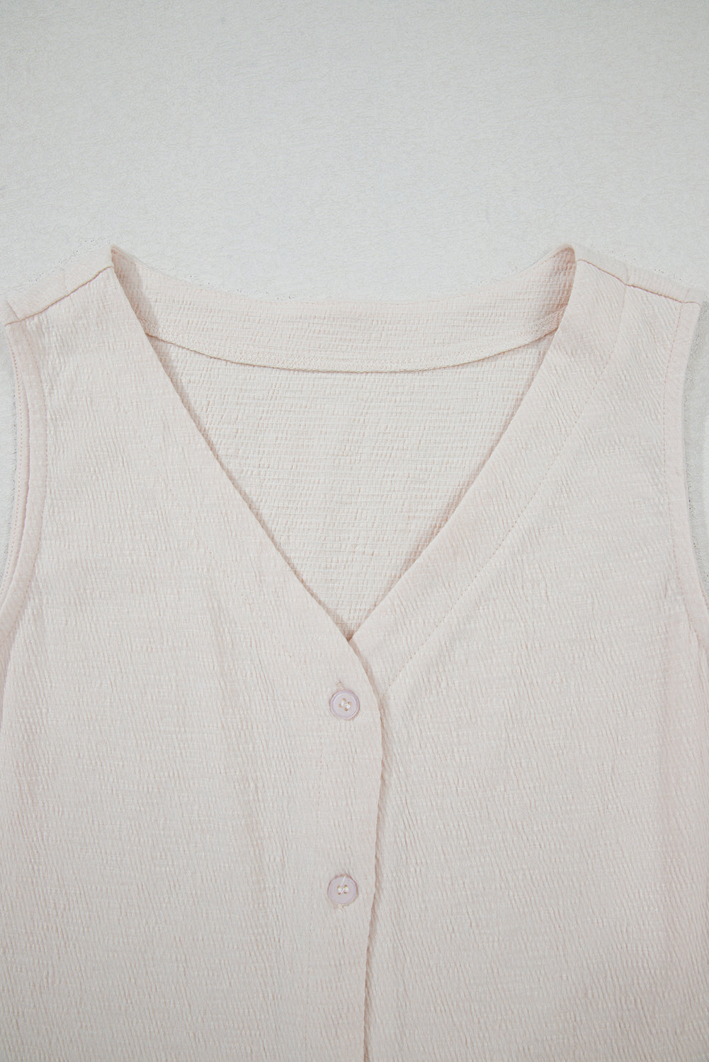 Apricot Buttoned V Neck Tank Top and Wide Leg Trousers Casual Outfit eAura