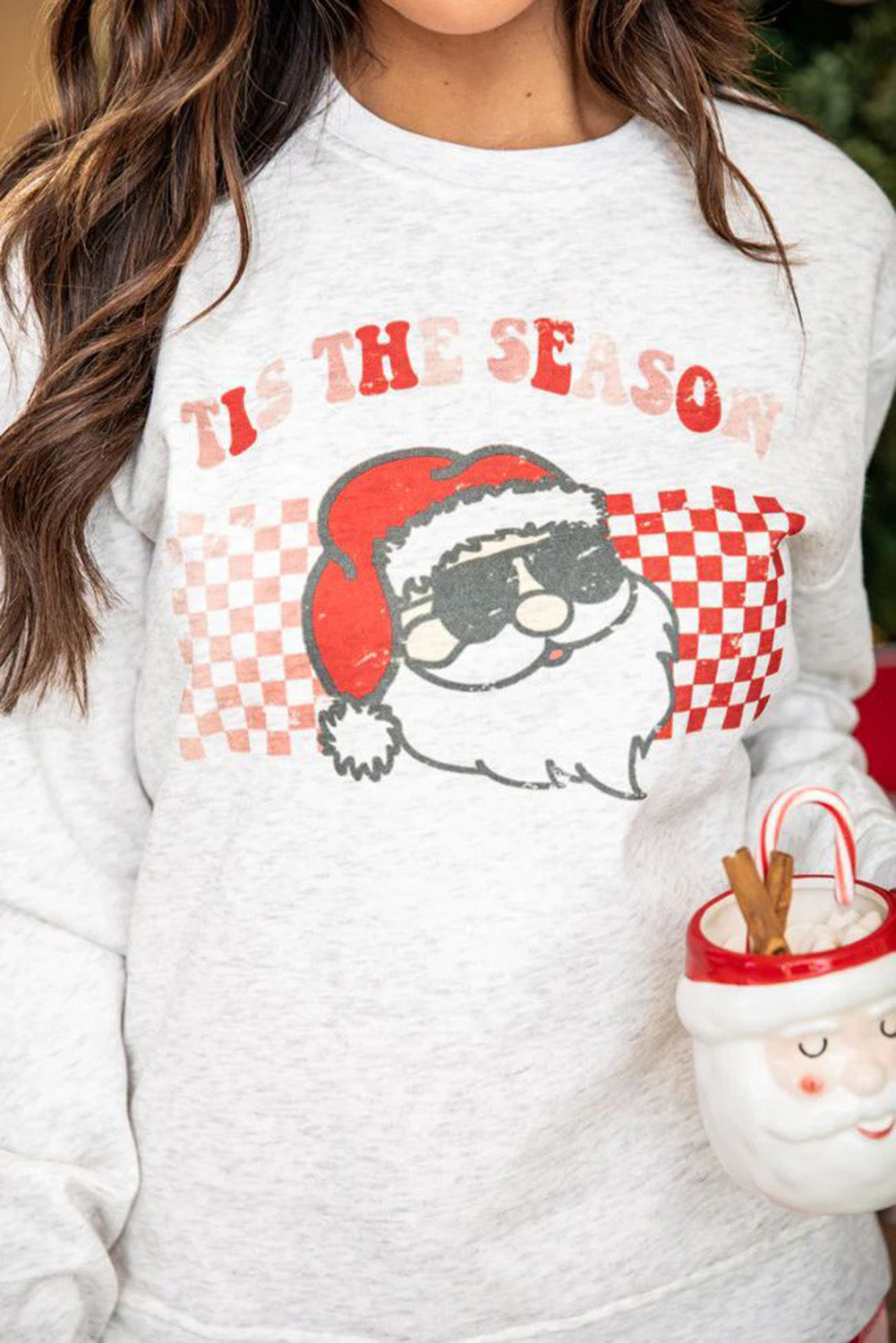 Christmas Claus Graphic Top Plaid Pants Pyjama Set - eAura