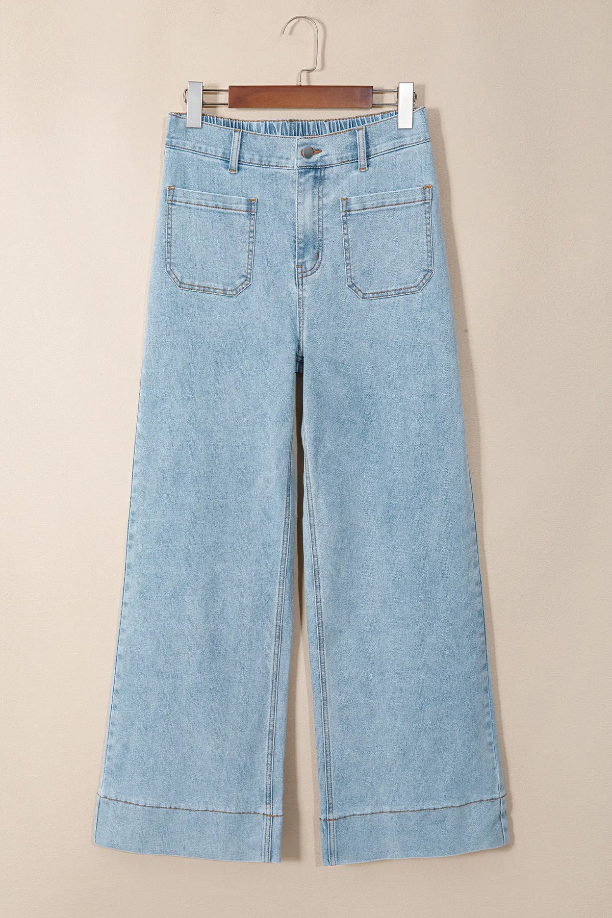 Solid Full-Length Regular Pocket Detail Wholesale Denim Jeans – Beau Blue