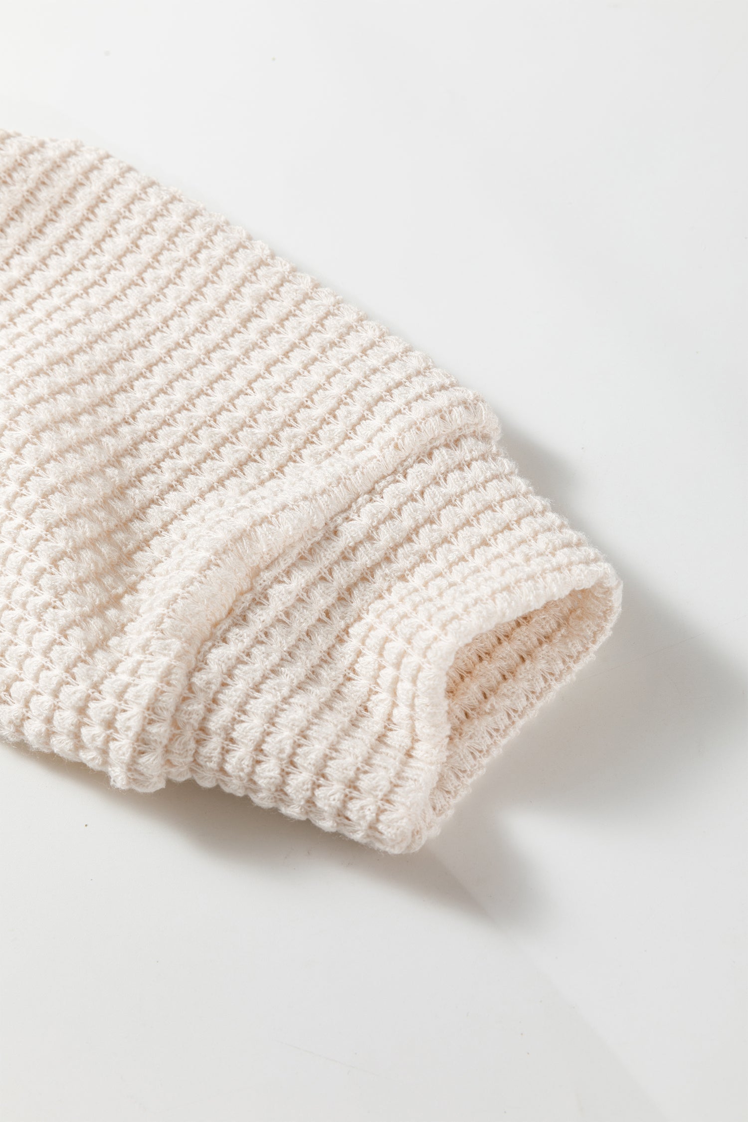 Textured Knit Asymmetric Shoulder Long Sleeve Top