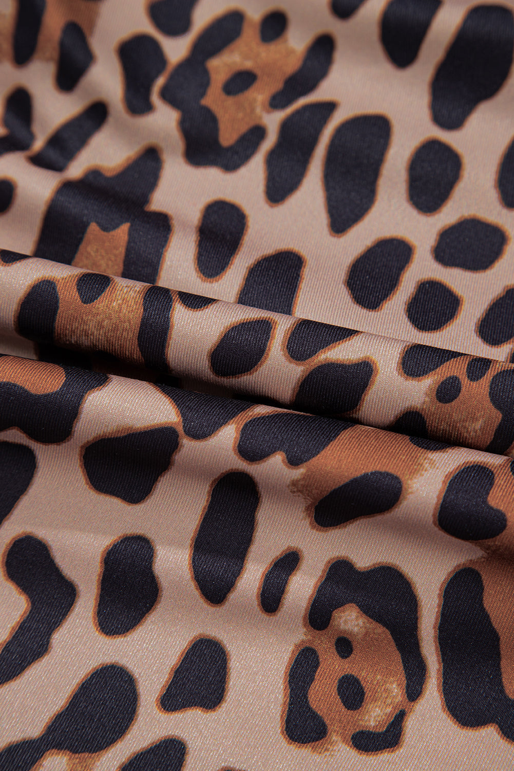 Brown Spaghetti Straps Ruched Leopard Bodysuit eAura