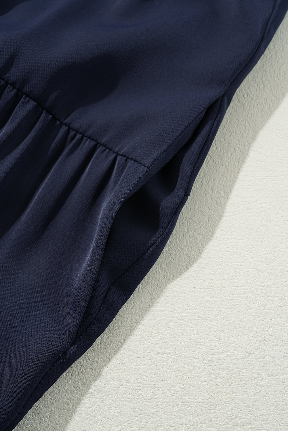 Navy Blue Collared V Neck Flutter Sleeve Tiered Plus Size Dress BB Fashion Outlet