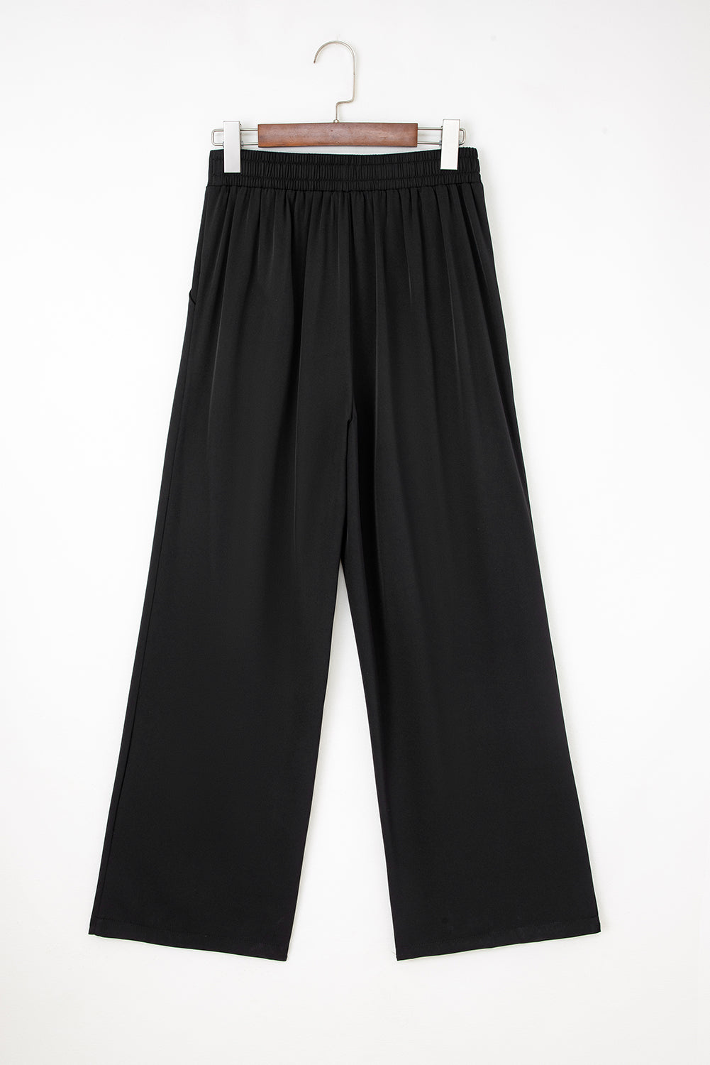 Pleated Detail Elastic High Waist Straight Trousers - eAura