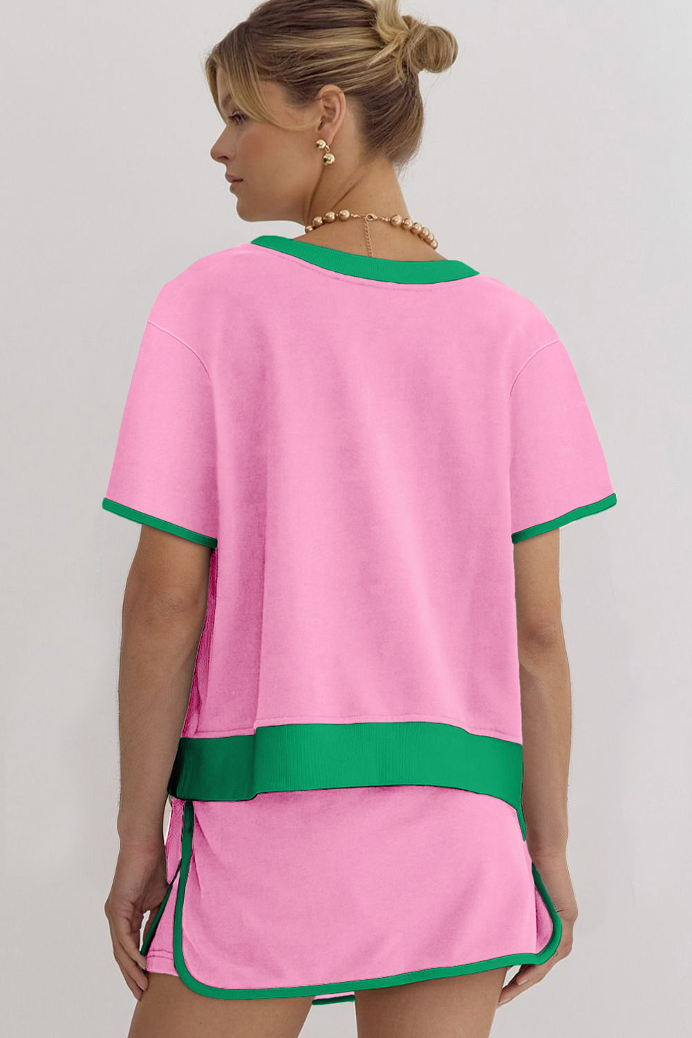 Colourblock Edge Drop Shoulder T Shirt and Skort 2Pcs Set Co-ord eAura