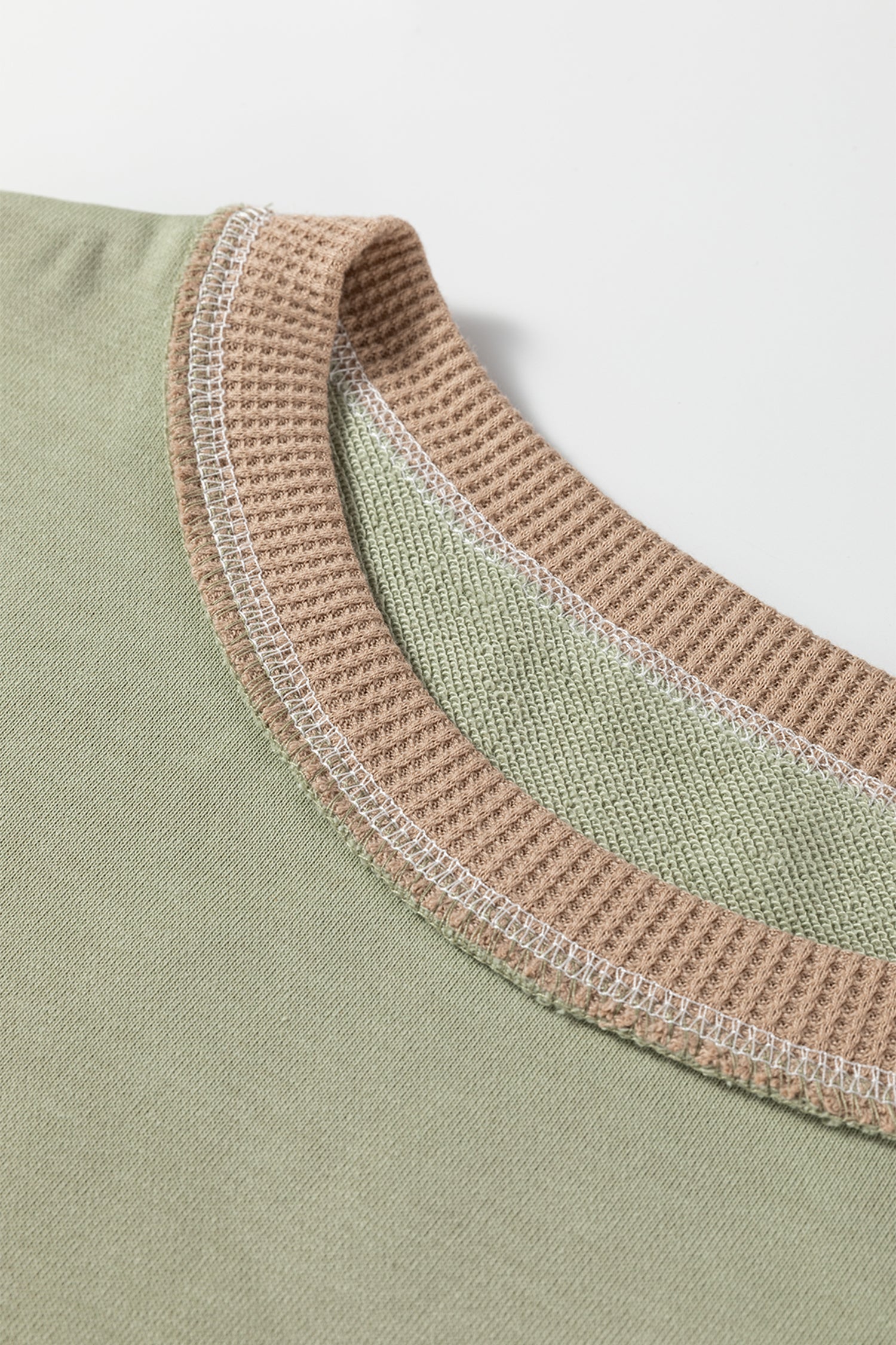 Mix Texture Waffle Patchwork Oversize Sweatshirt - eAura