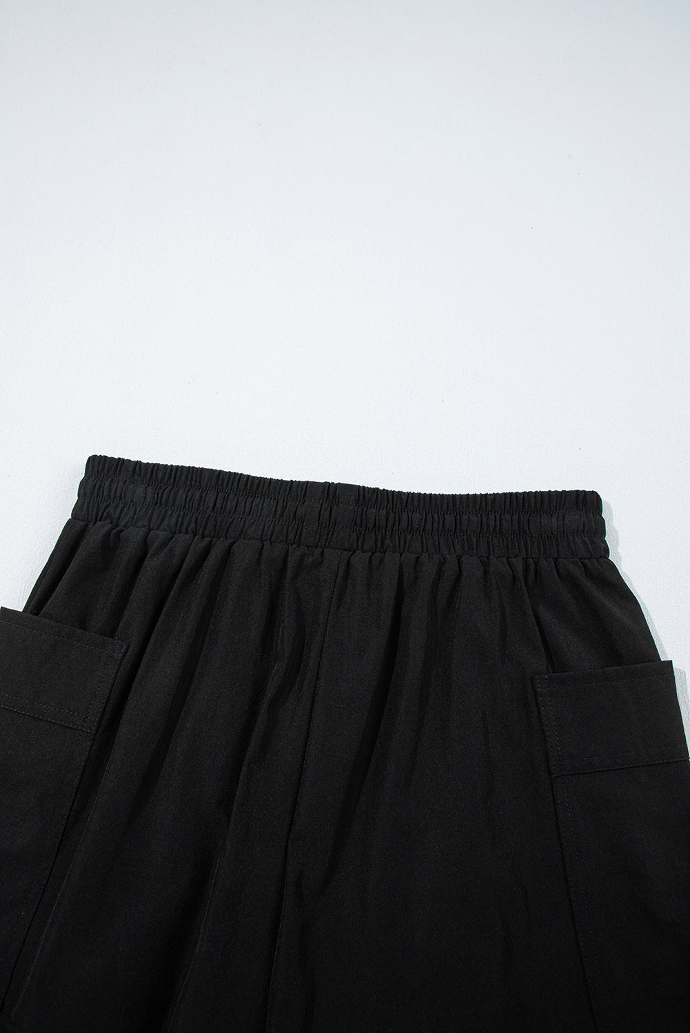 Black Cargo Pocket Elastic Waist Active Casual Skort eAura