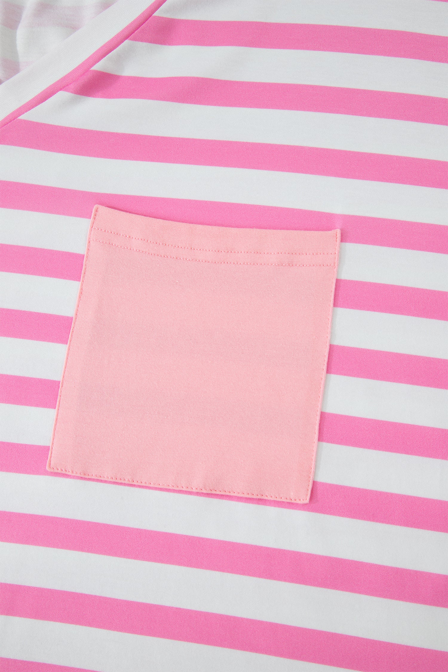 Plus Size Stripe Colourblock Patched Pocket V-Neck Tee