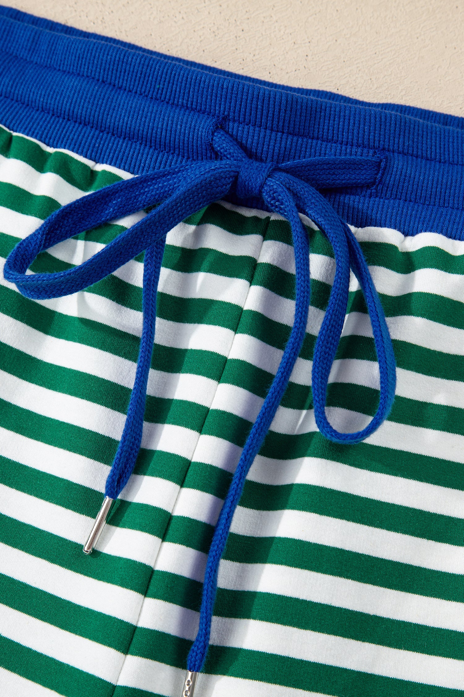 Stripe Boxy Tee Drawstring Elastic Waist Plus Size Short Co-ord Set