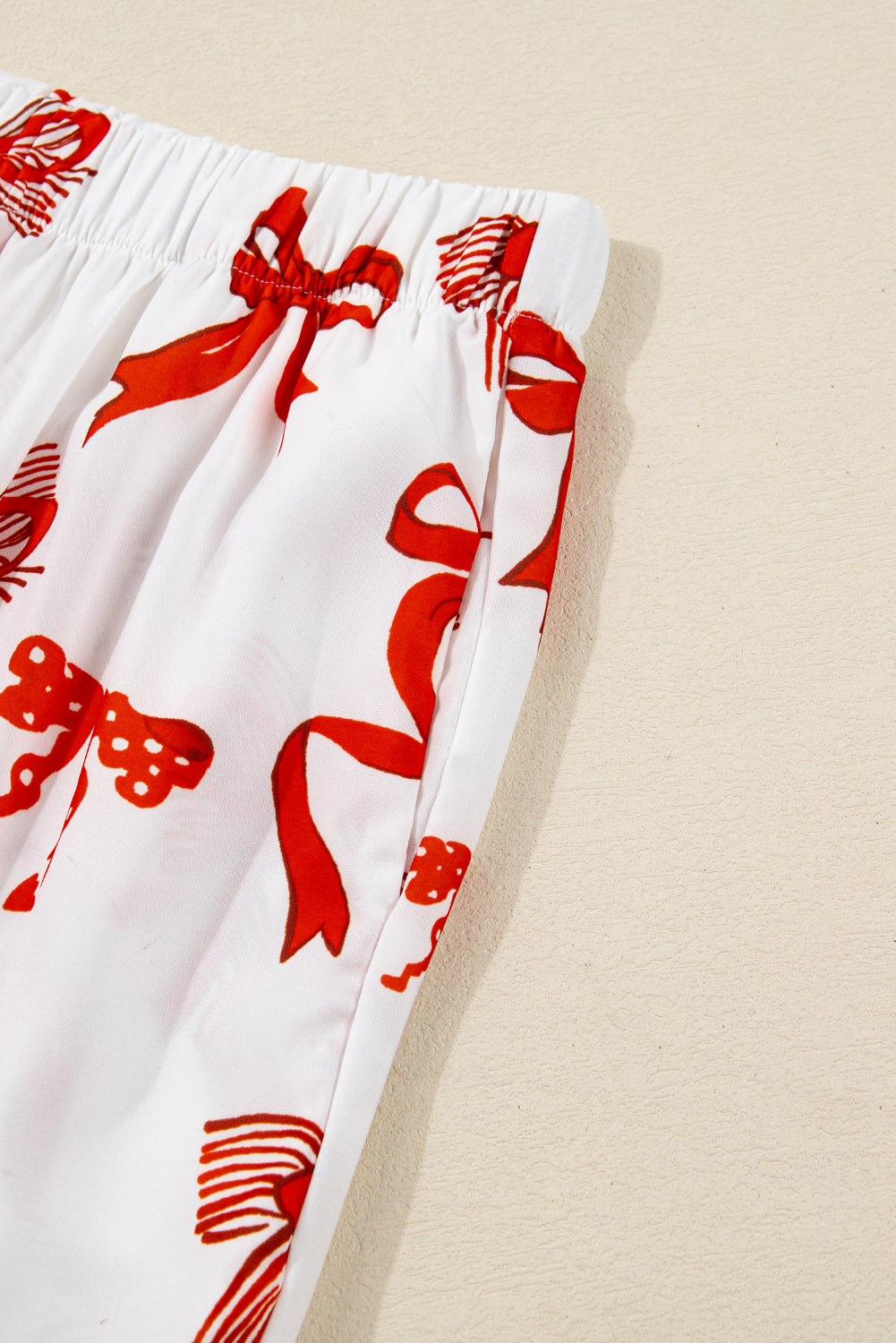 Red Christmas Bow Print Pyjama Set - eAura