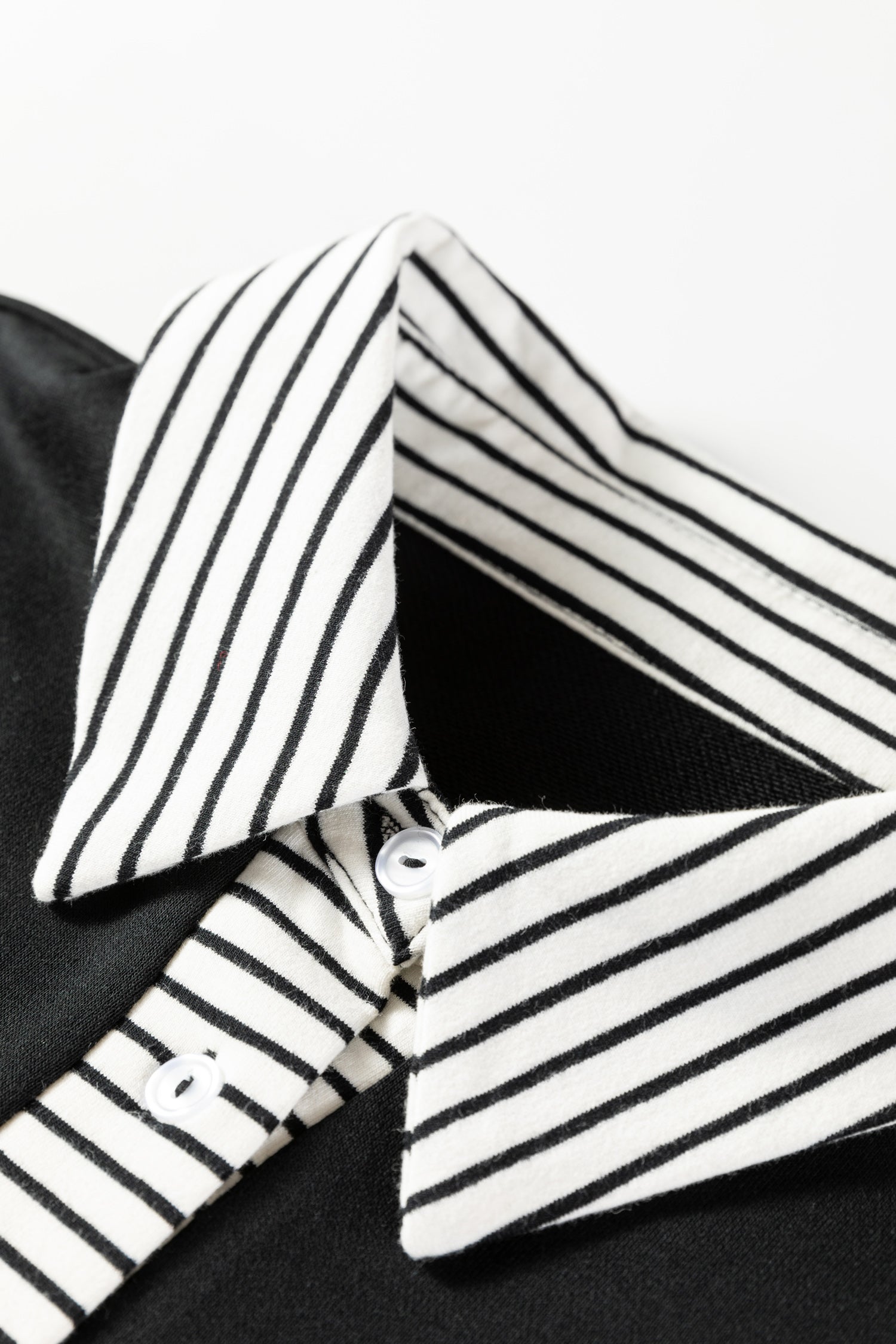 Plus Size Striped Cuffs Polo Collar Patchwork Long Sleeve Ruffle Hem Dress - eAura