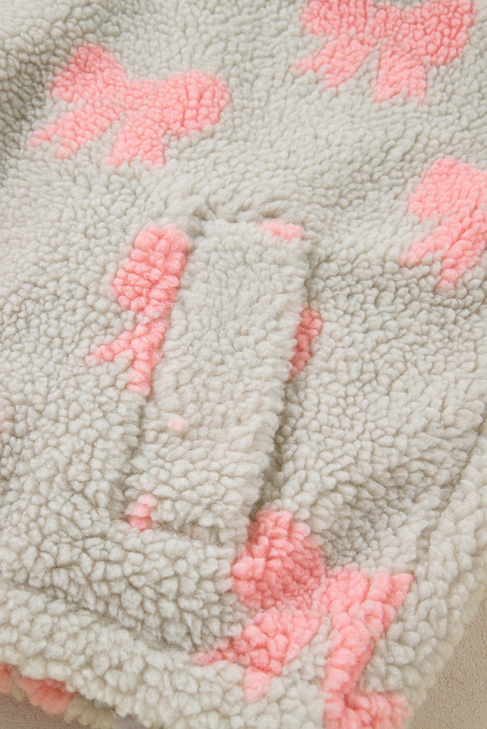 Grey Bow Sherpa Quarter Zip Drop Shoulder Baggy Sweatshirt - eAura