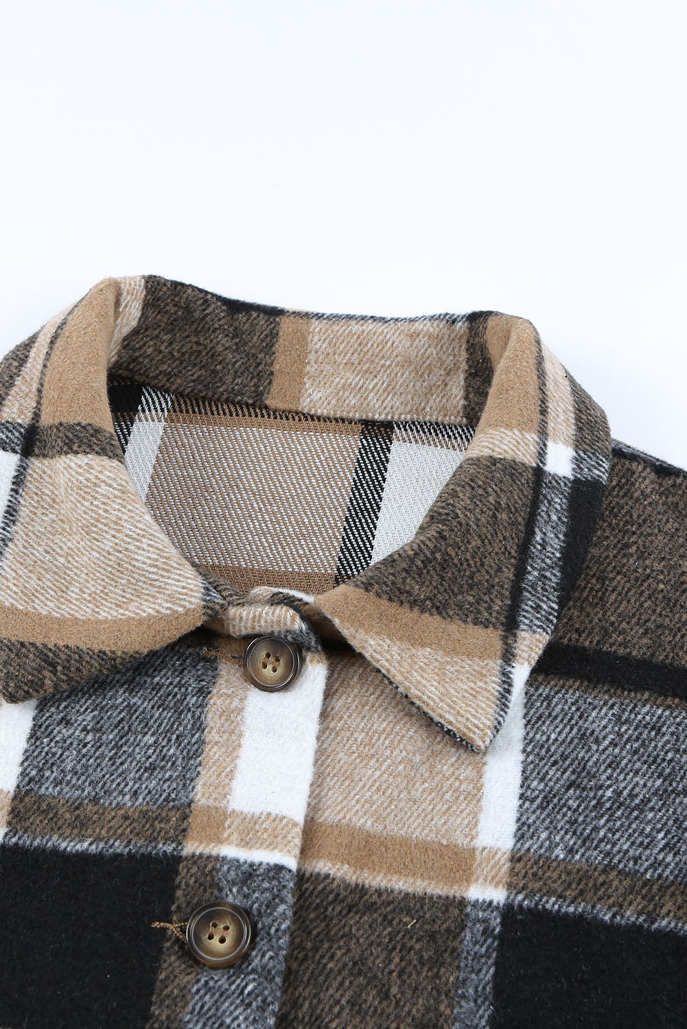 Plaid Print Buttoned Shirt Jacket Beagle Boutique Fashion Outlet