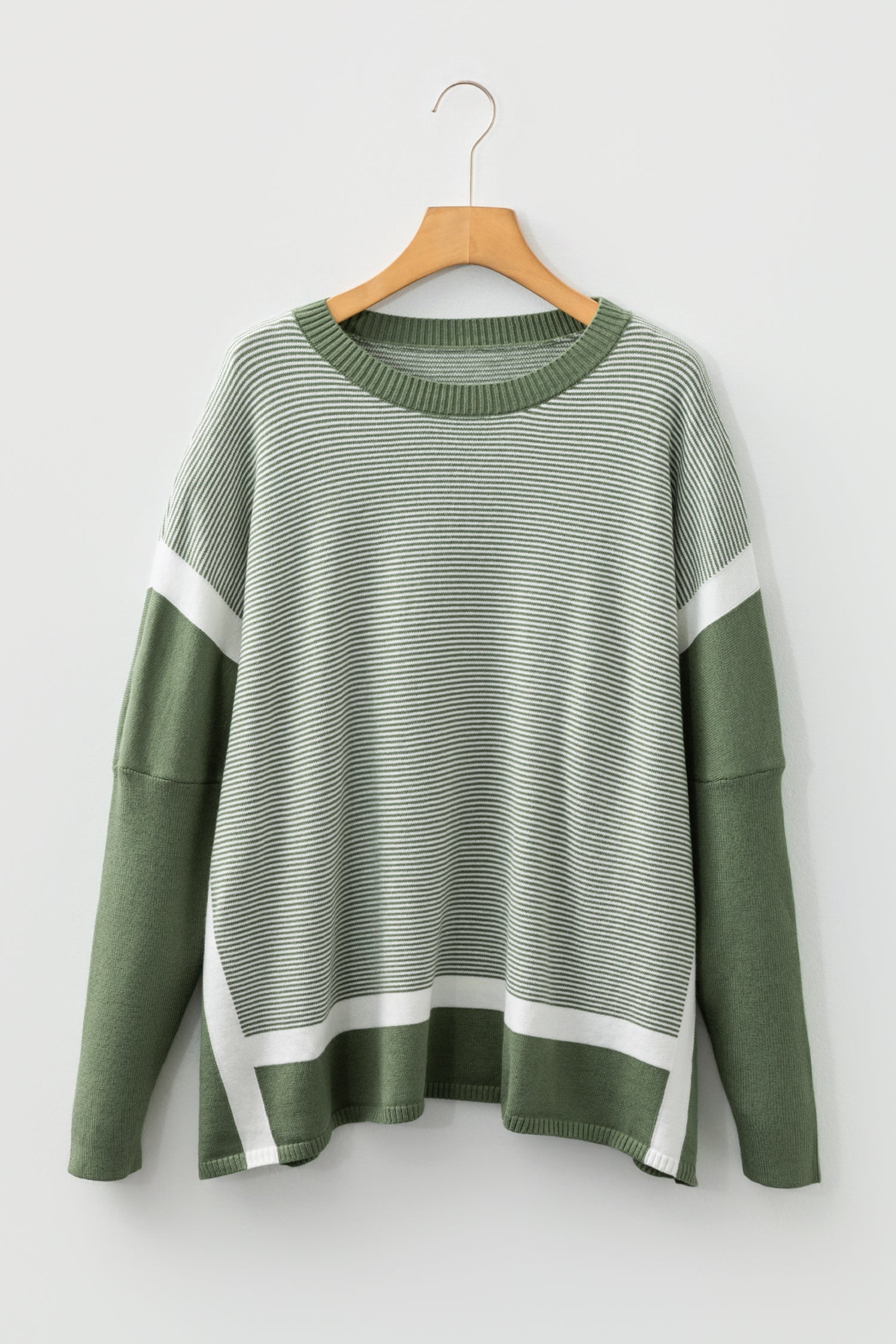Striped Dolman Oversize Tunic Sweater - eAura
