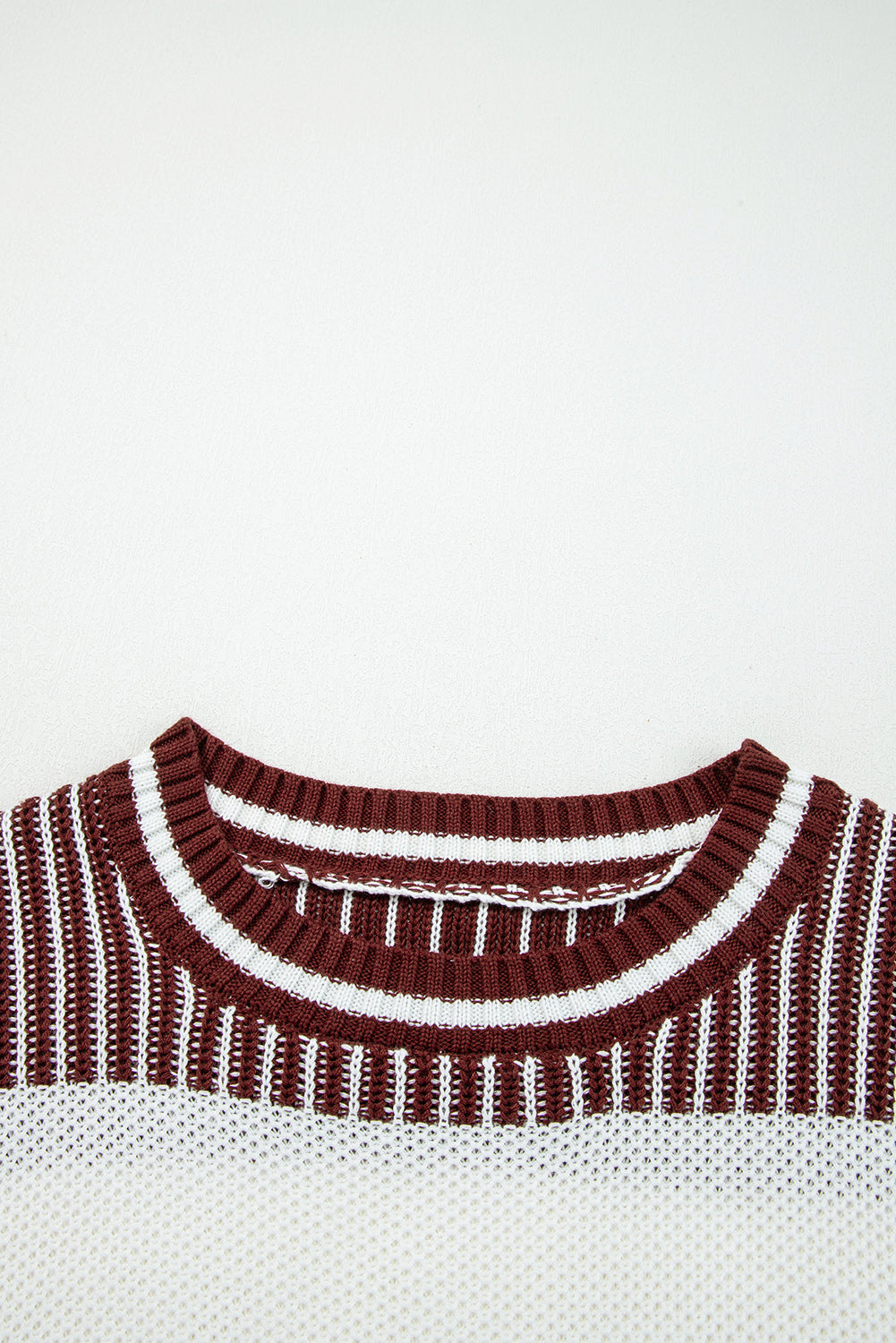 Two Tone Striped Patchwork Drop Shoulder Oversized Sweater - eAura
