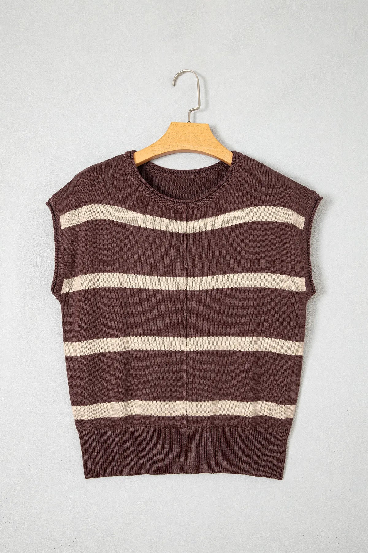 Knit Western Short Sleeve Sweater – Brown Stripe