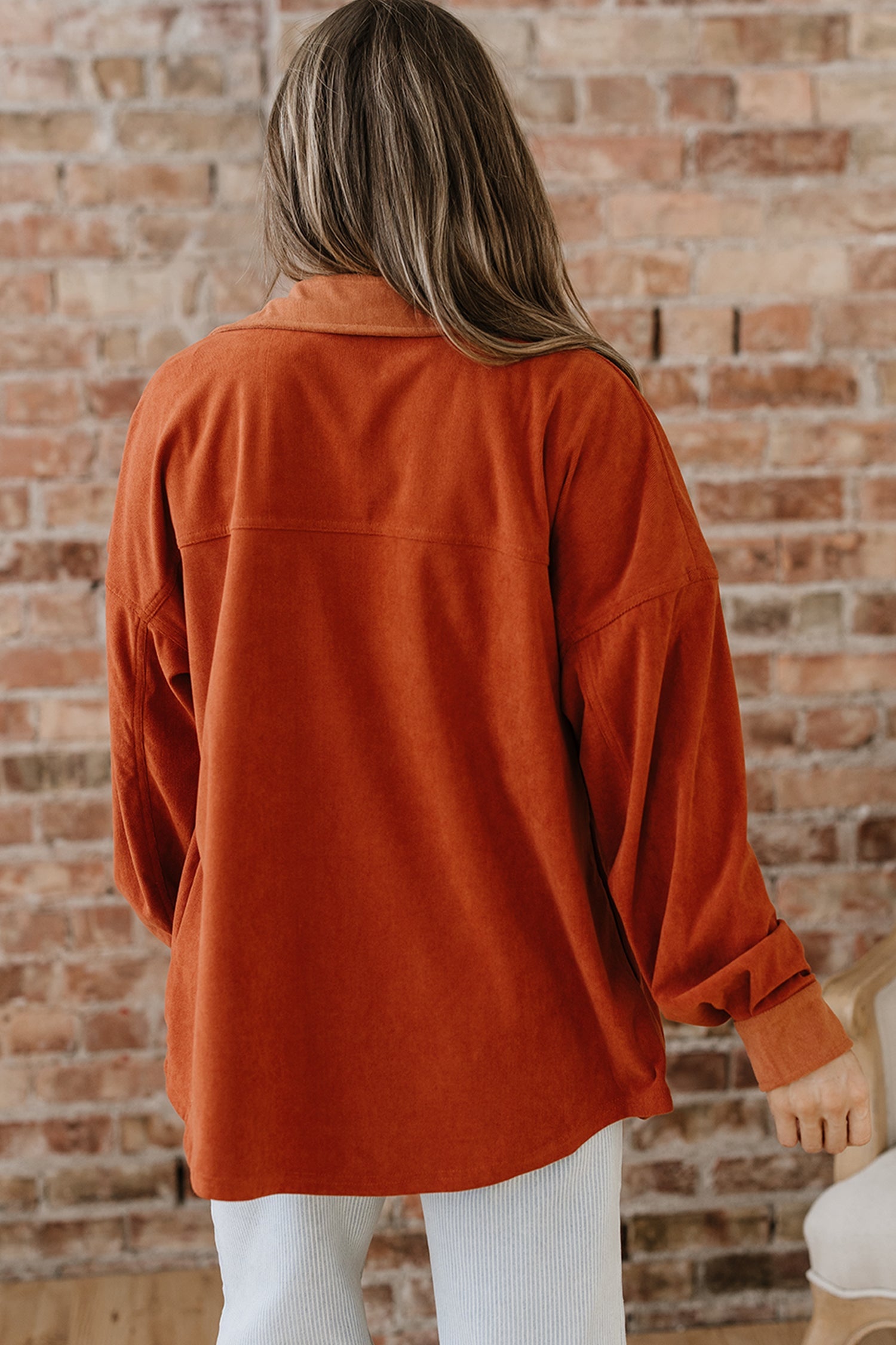 Drop Shoulder Casual Shacket With Pockets - Outerwear/Jackets