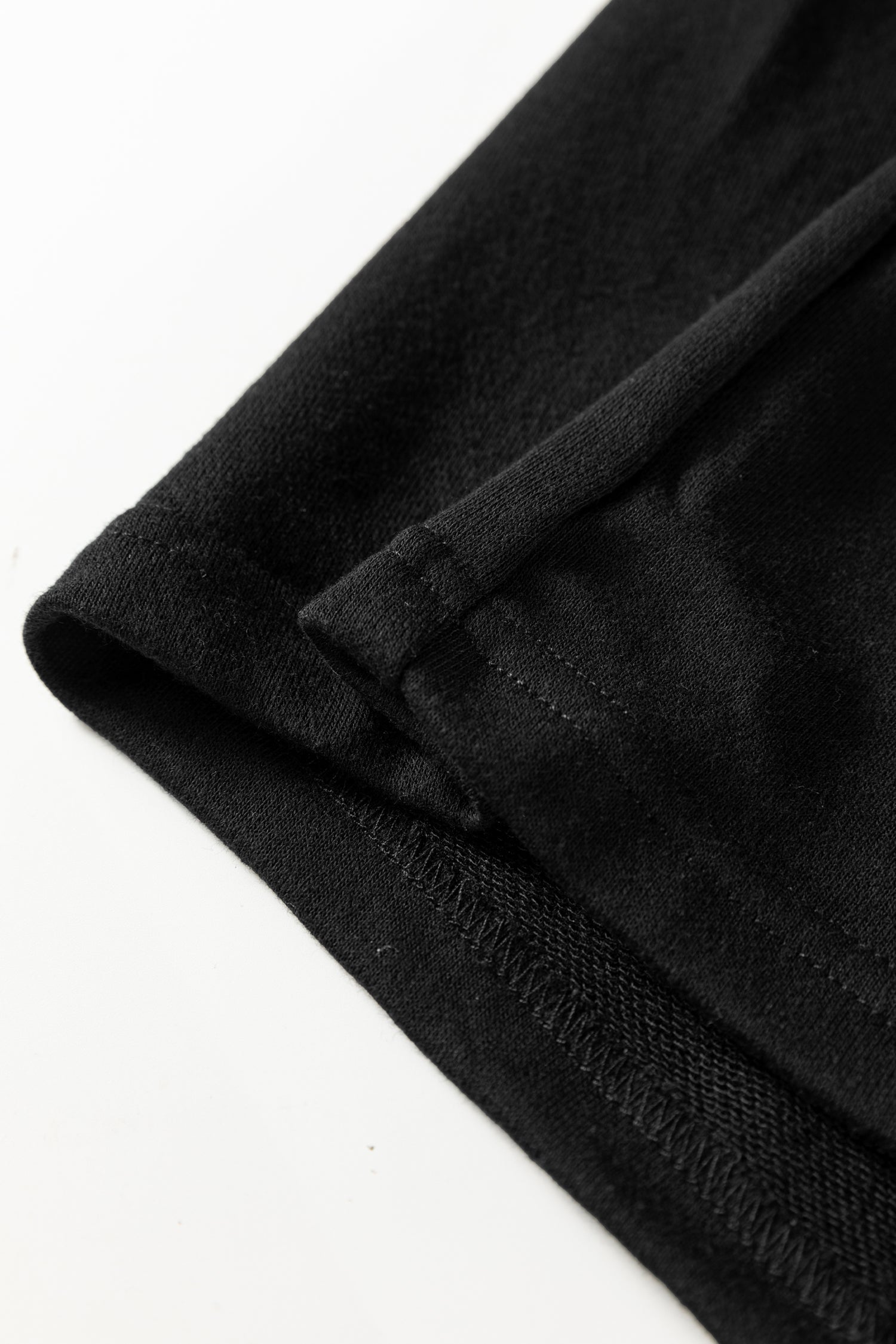Black Seamed Drawstring High Waist Wide Leg Sweatpants - Activewear/Bottoms
