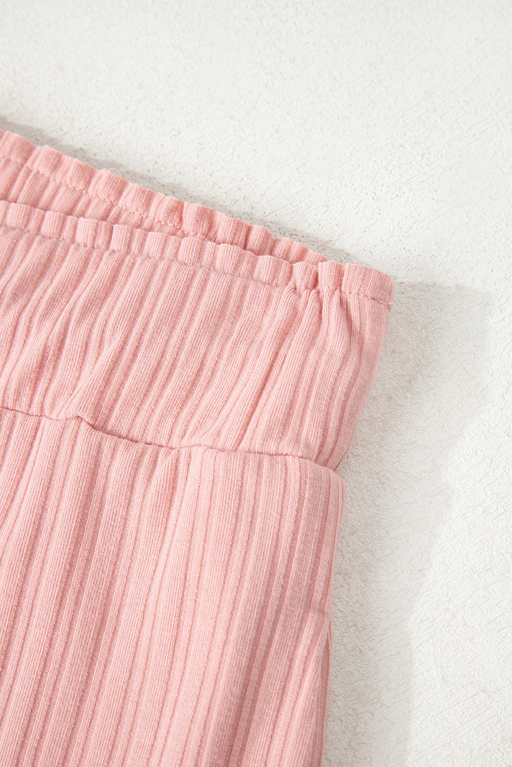 Pink Ribbed Button V Neck Tank Top and Shorts Co-ord Set eAura