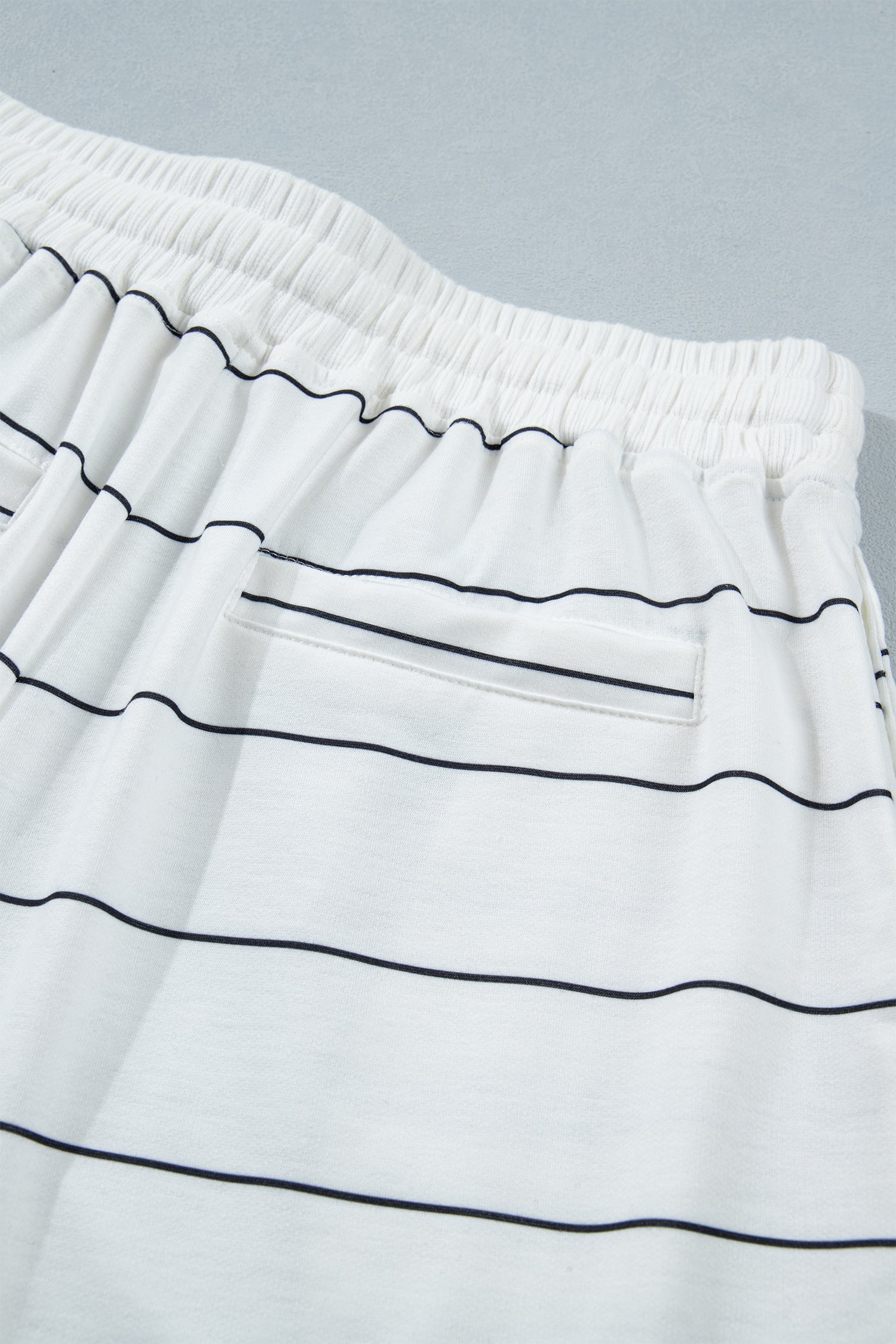 Half Sleeve Tee Drawstring Shorts 2pcs Set – White Stripe