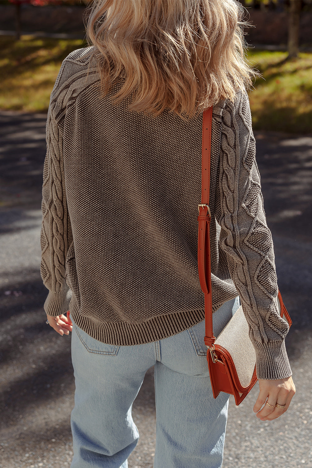 Contrast Cable Knit Sleeve Casual Sweater Dear-Lover Dropshipping