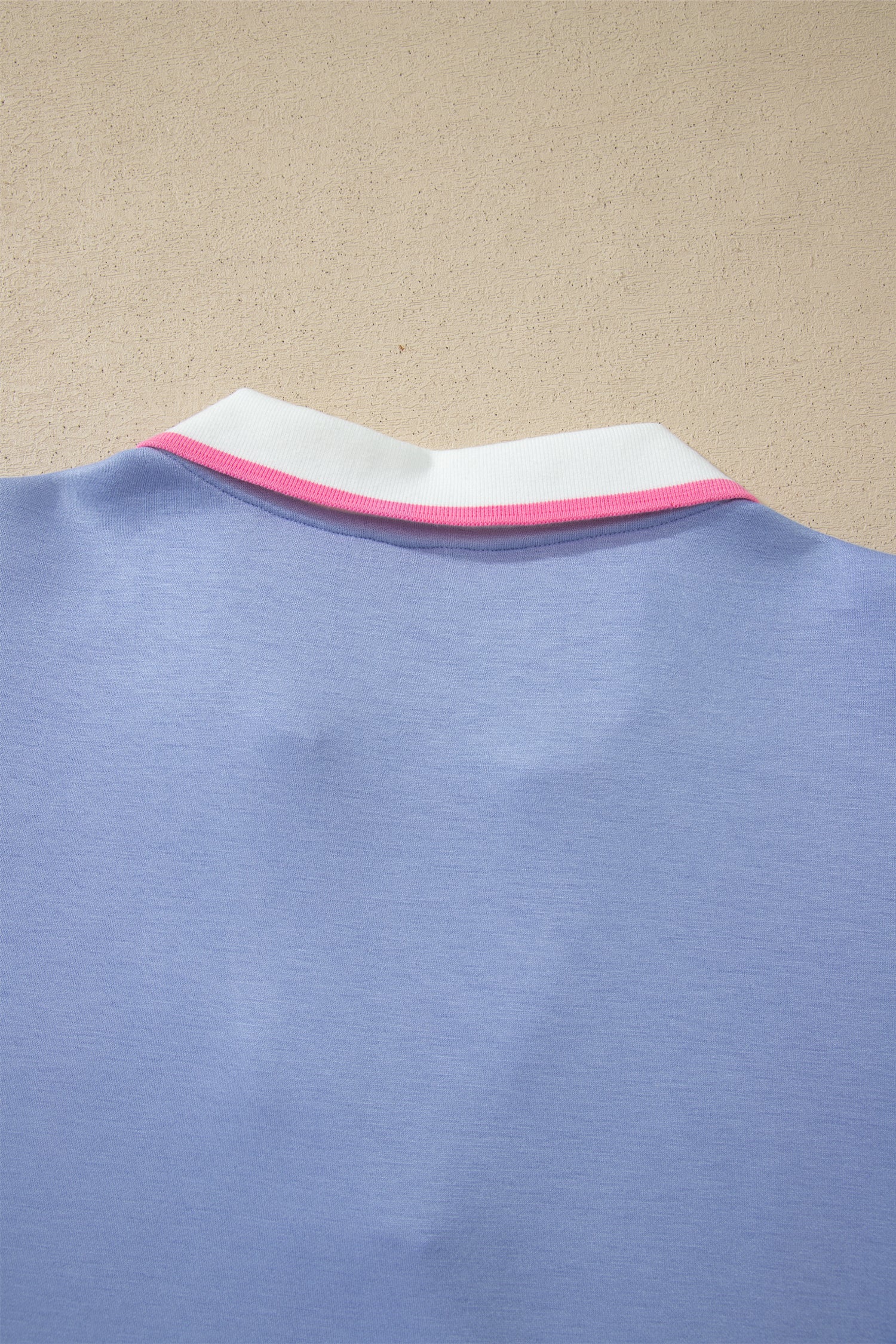 Sky Blue Preppy Striped Trim V Neck Polo Tee Drawstring Skort Set – Light Blue