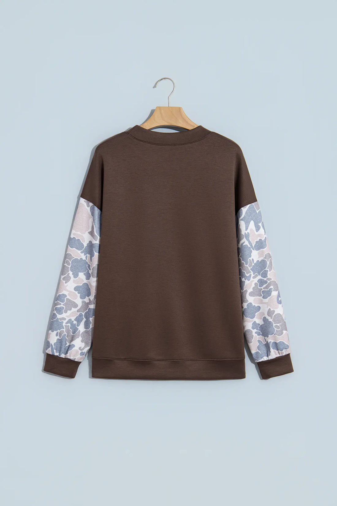 Camouflage Sleeve Crewneck Baggy Pullover Sweatshirt