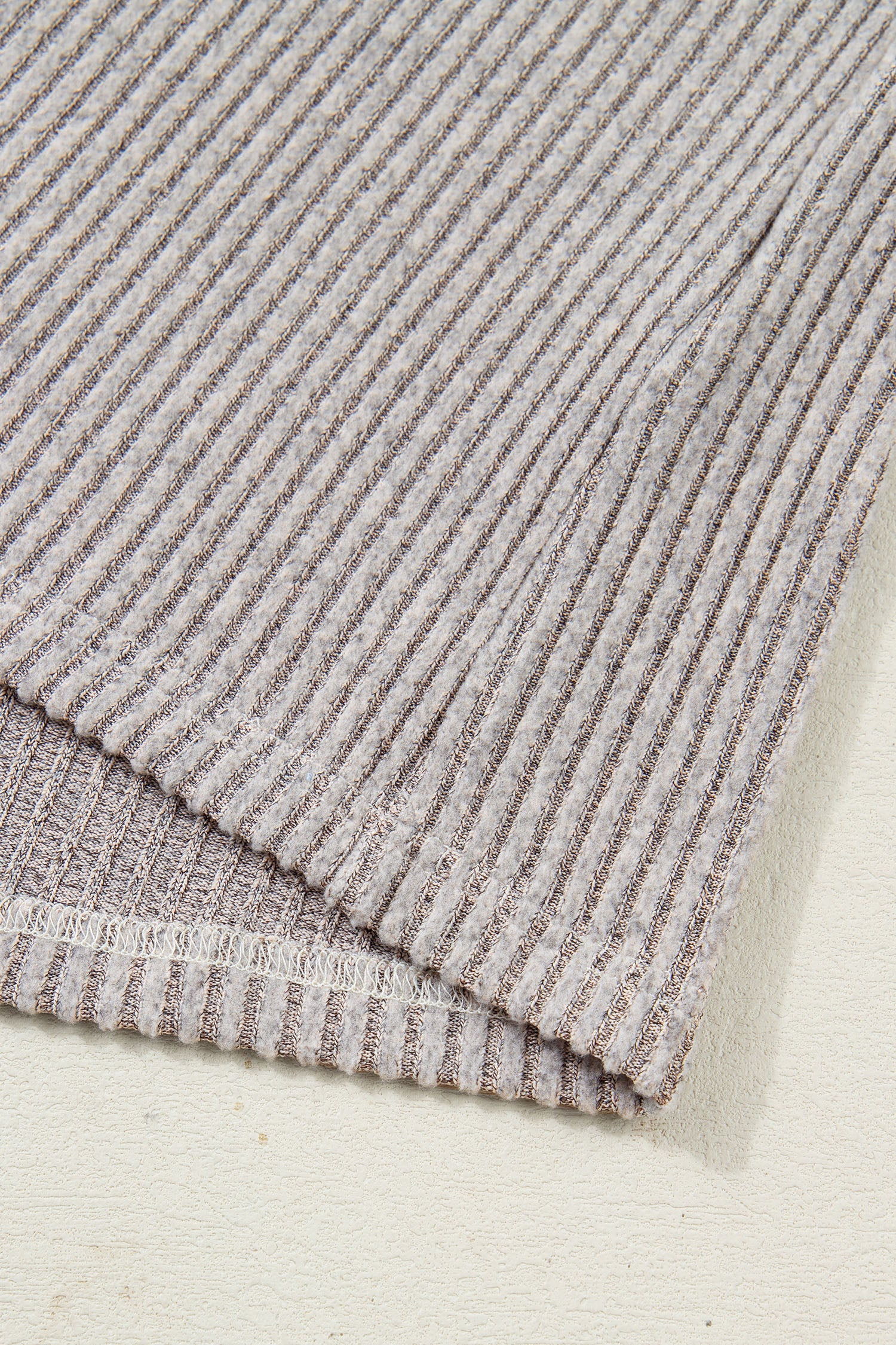 Ribbed V-Neck Ribbon Bow Back Drop Shoulder Long Sleeve Top - eAura