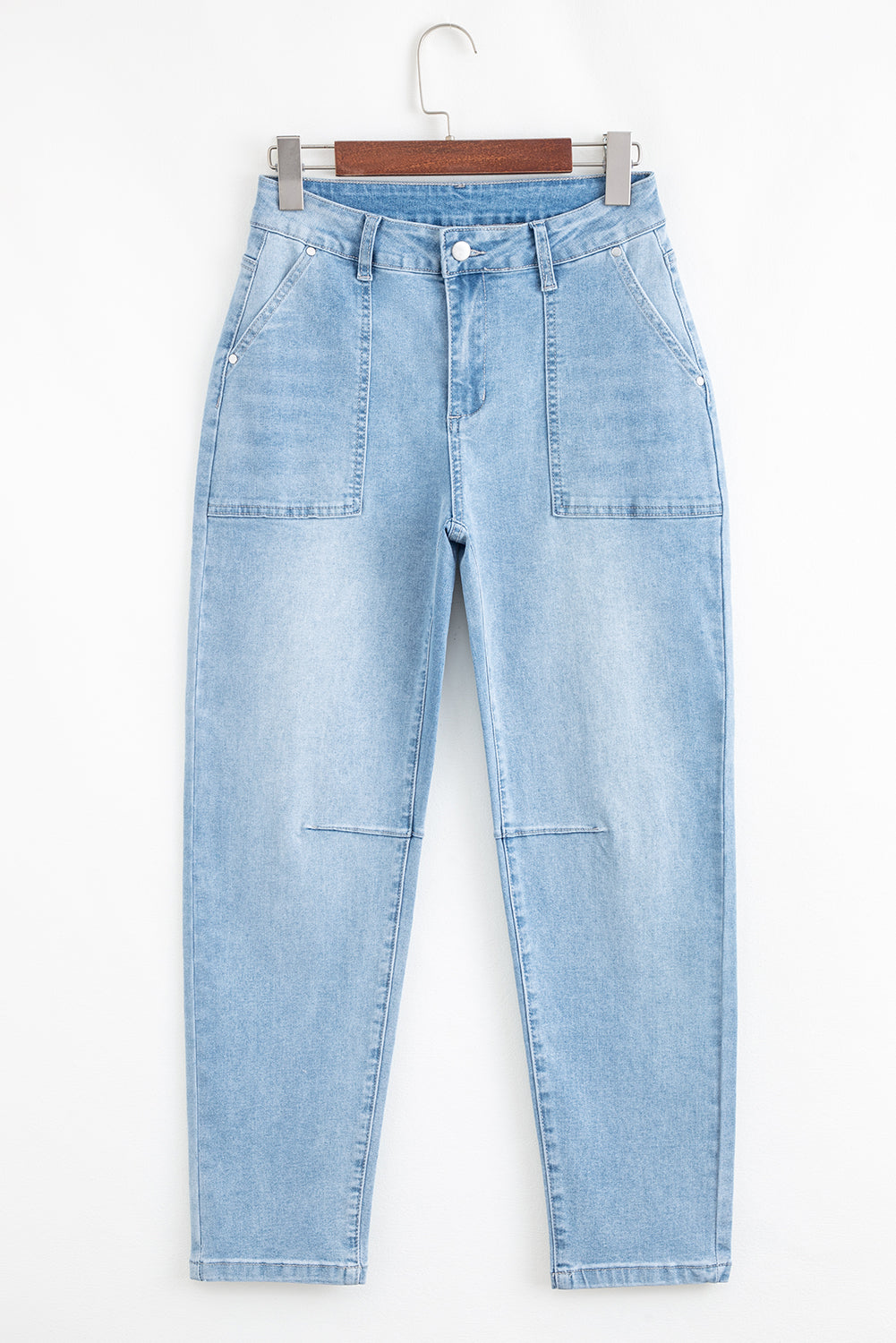 High Rise Relaxed Patch Pocket Jeans - Bottoms/Jeans