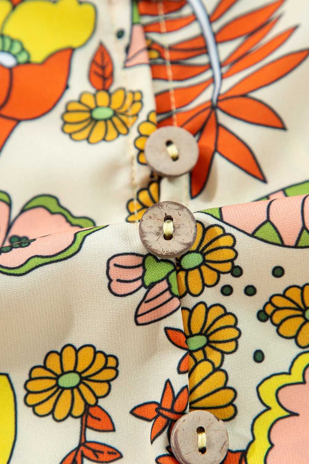 Yellow Cream Floral Print V Neck Puff Sleeve Mini Dress eAura