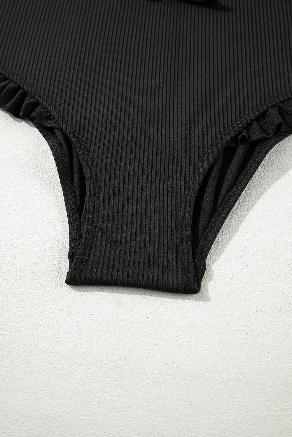 Black Plus Size Textured Knotted Ruffled Trim One Piece Swimwear BB Fashion Outlet