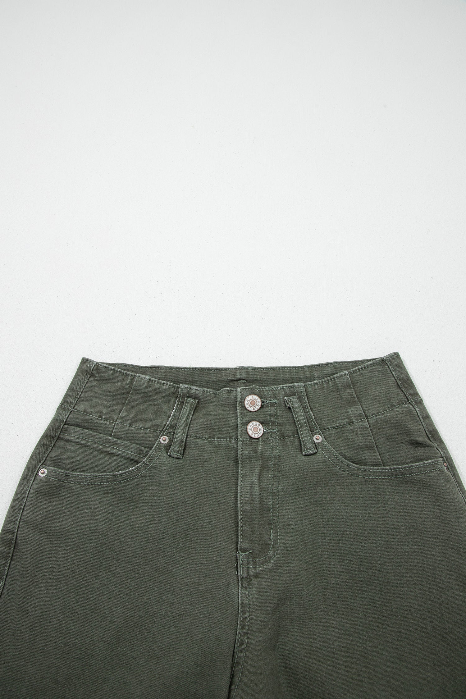 Double Button High Waist Flared Bottom Jeans